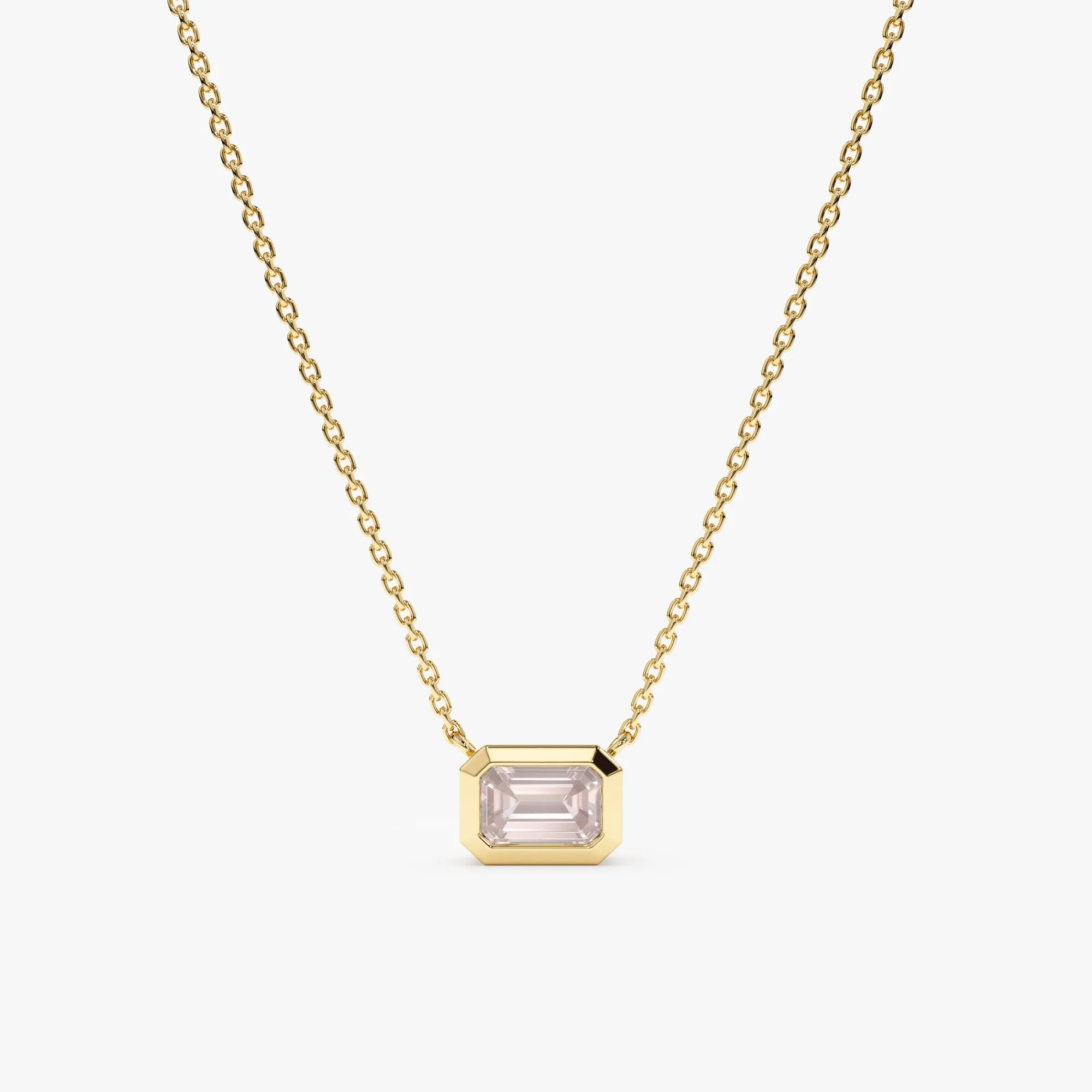 Emerald Cut Rose Quartz Necklace, Luisa SARAHELISE