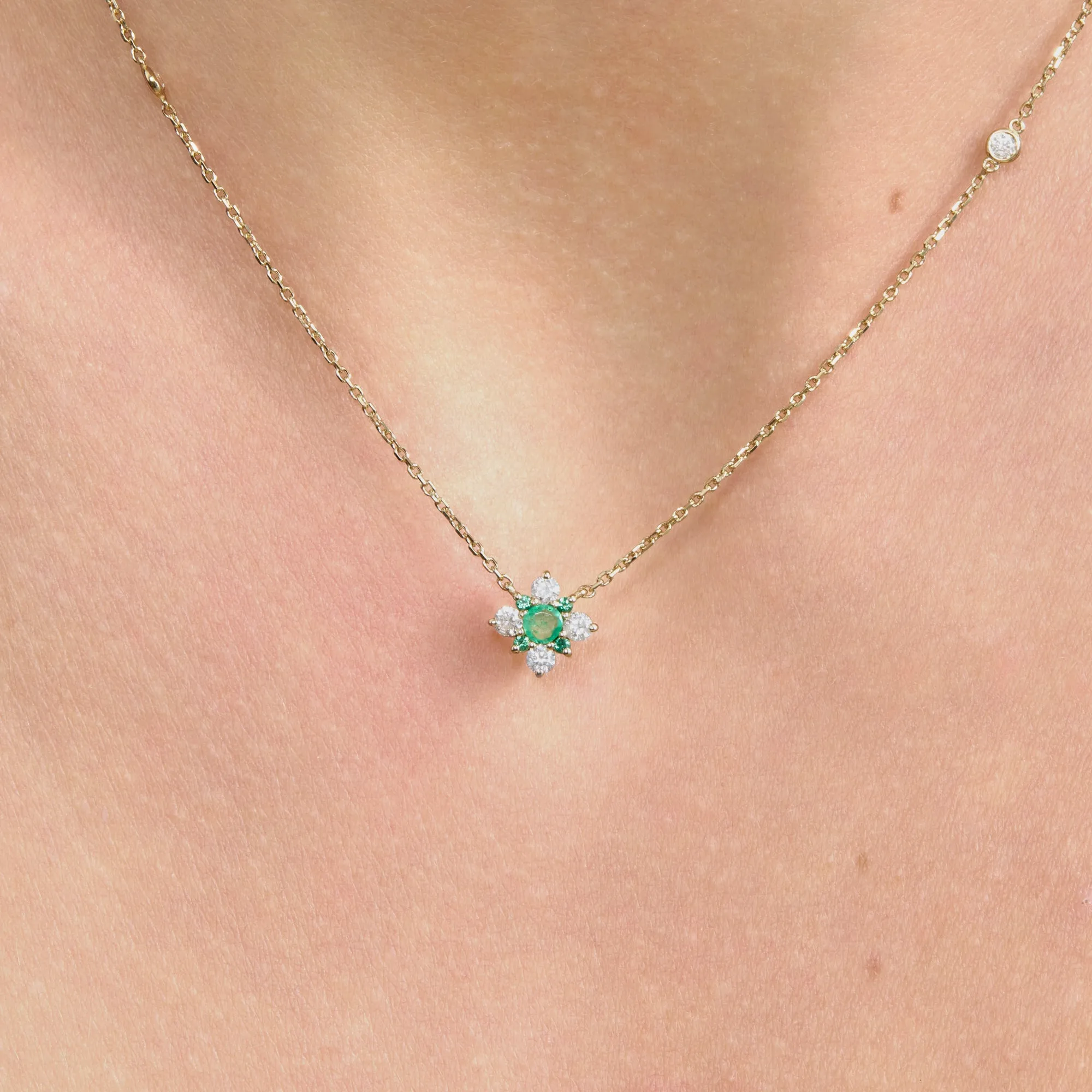 Emerald Diamond Clover Necklace, Deborah SARAHELISE