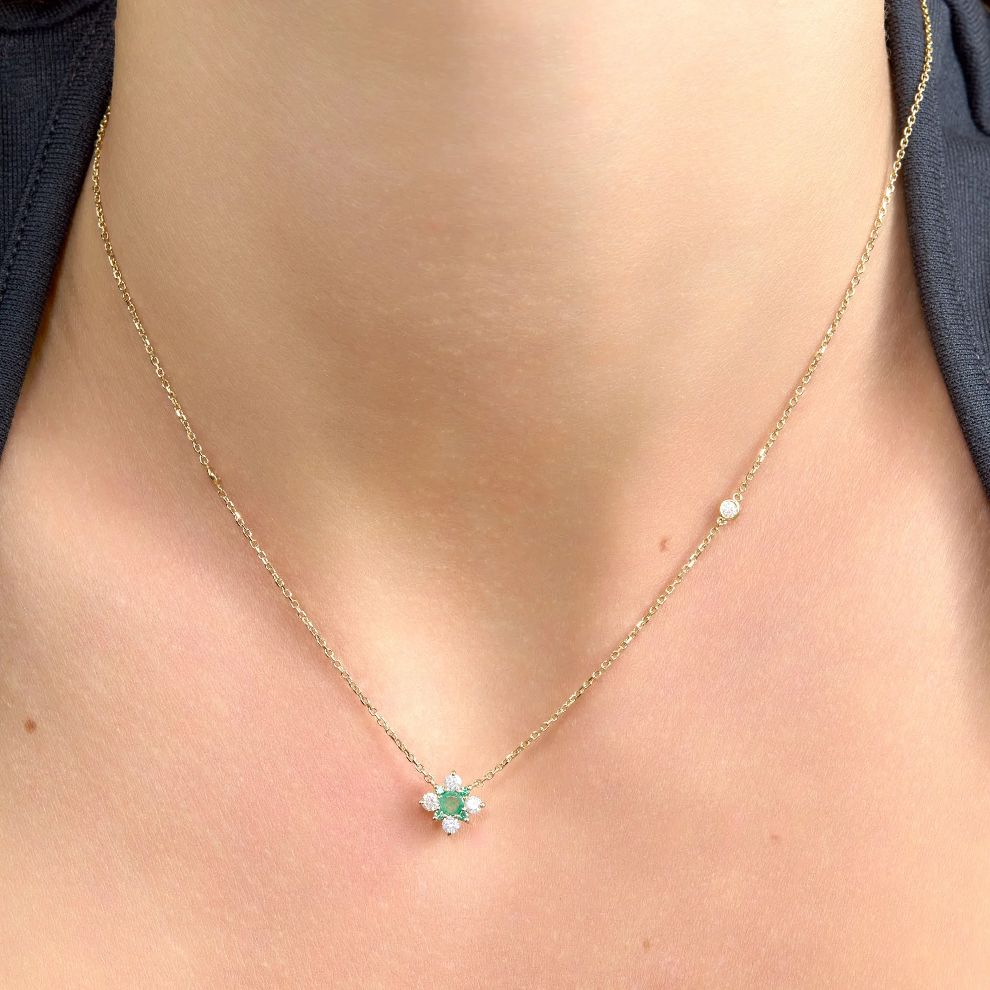 Emerald Diamond Clover Necklace, Deborah SARAHELISE