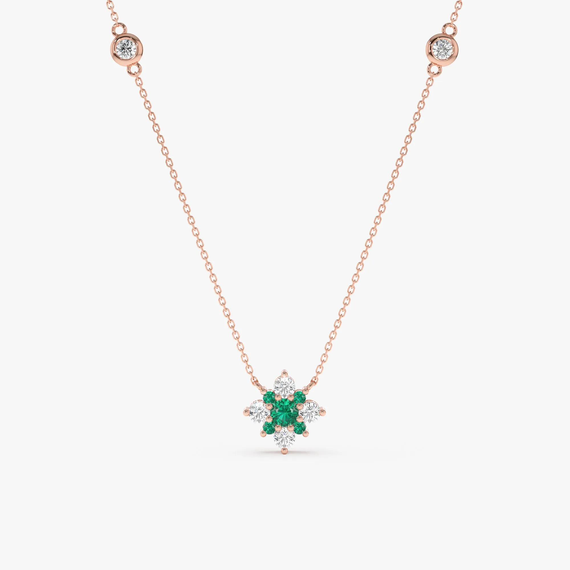Emerald Diamond Clover Necklace, Deborah SARAHELISE
