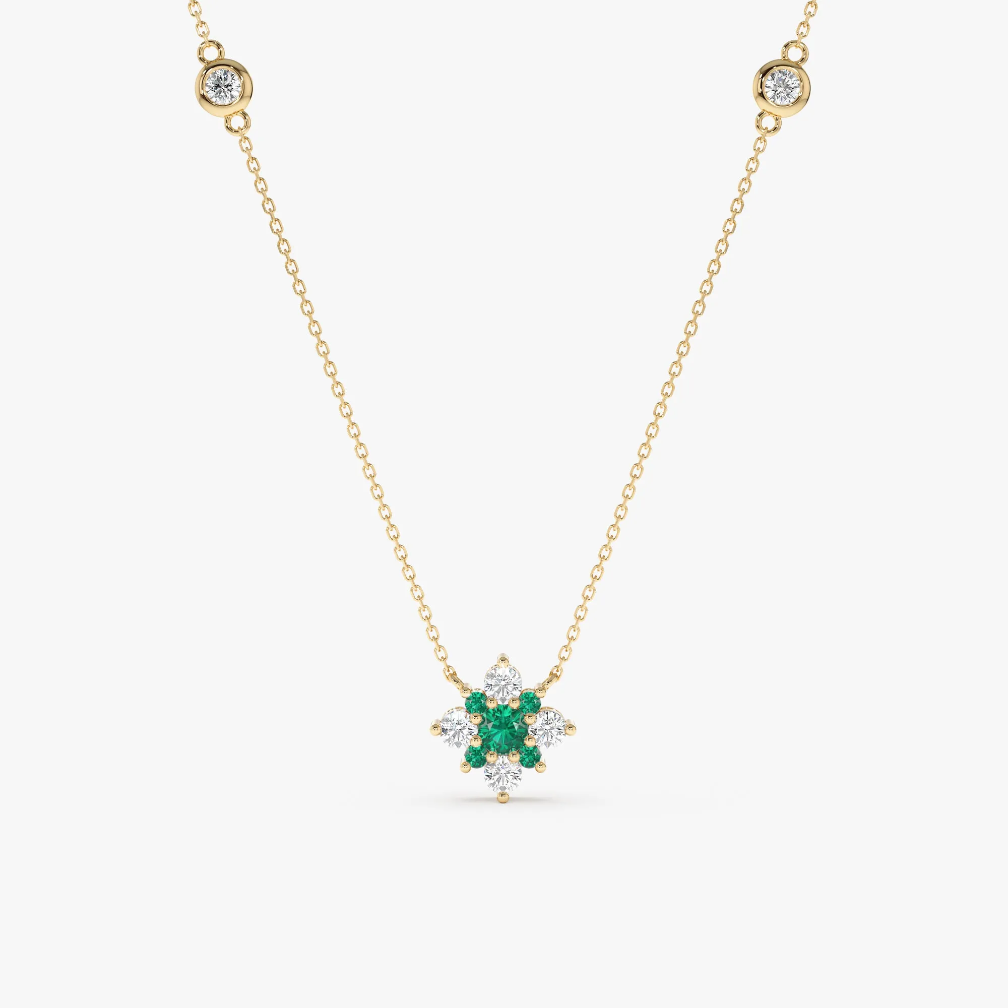 Emerald Diamond Clover Necklace, Deborah SARAHELISE