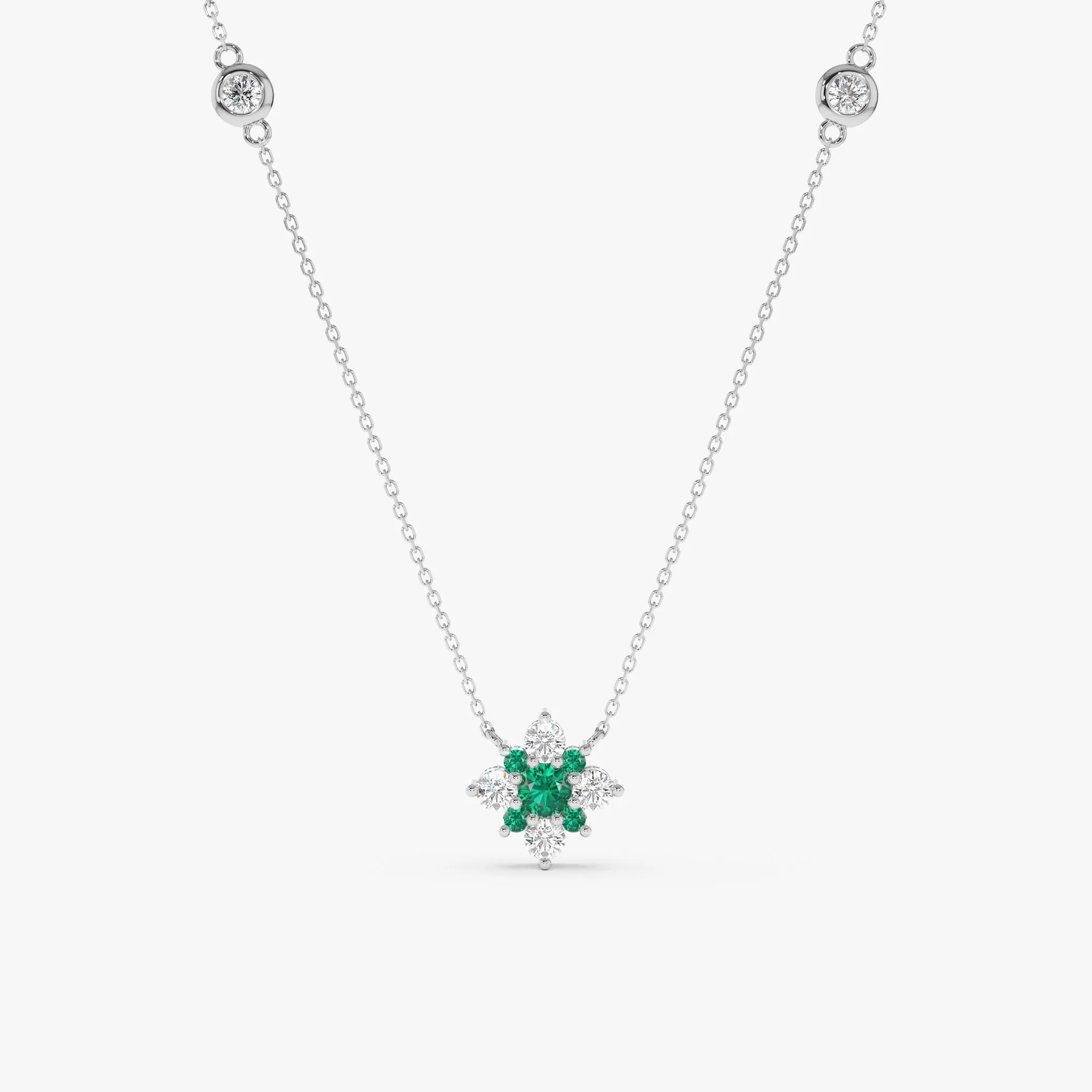Emerald Diamond Clover Necklace, Deborah SARAHELISE