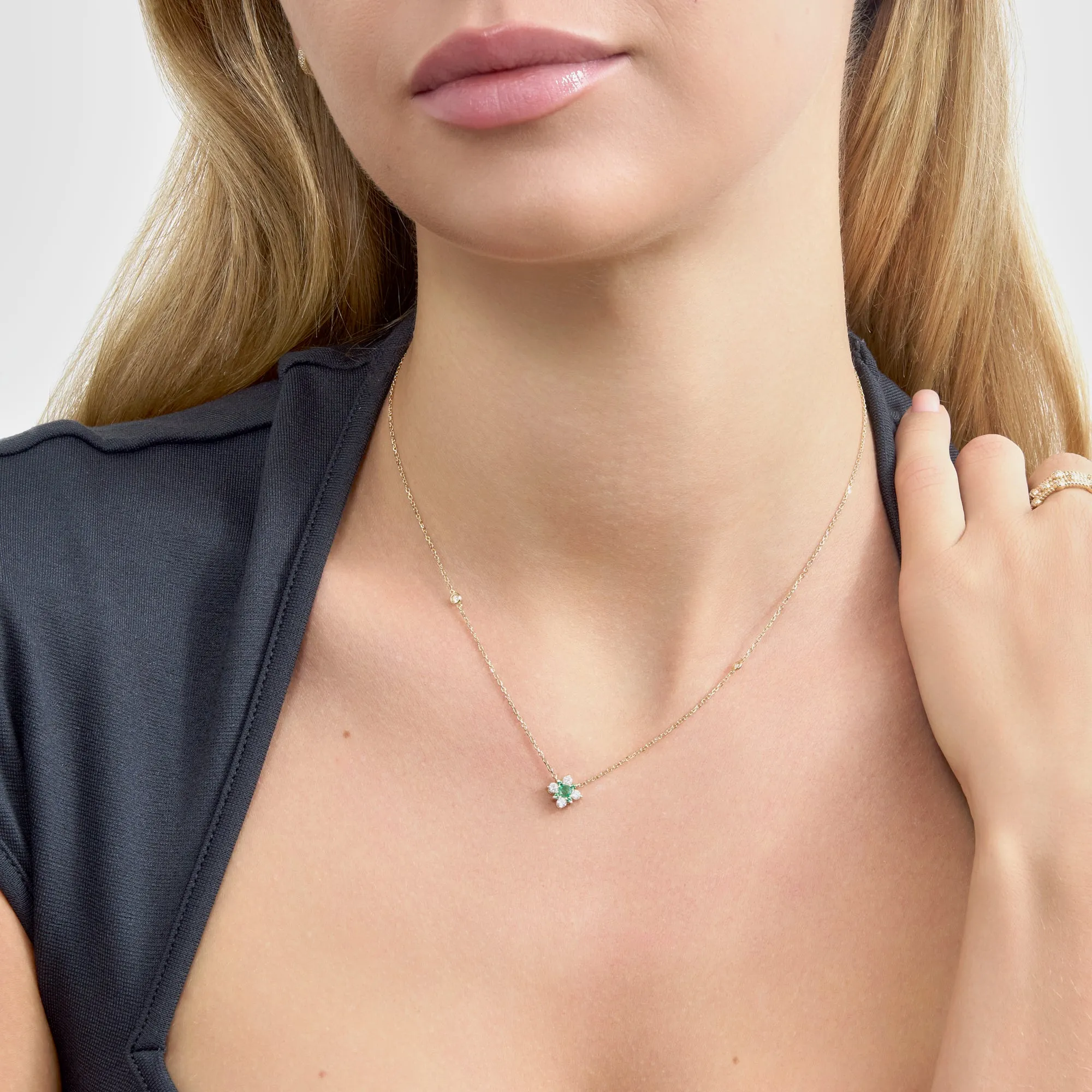 Emerald Diamond Clover Necklace, Deborah SARAHELISE
