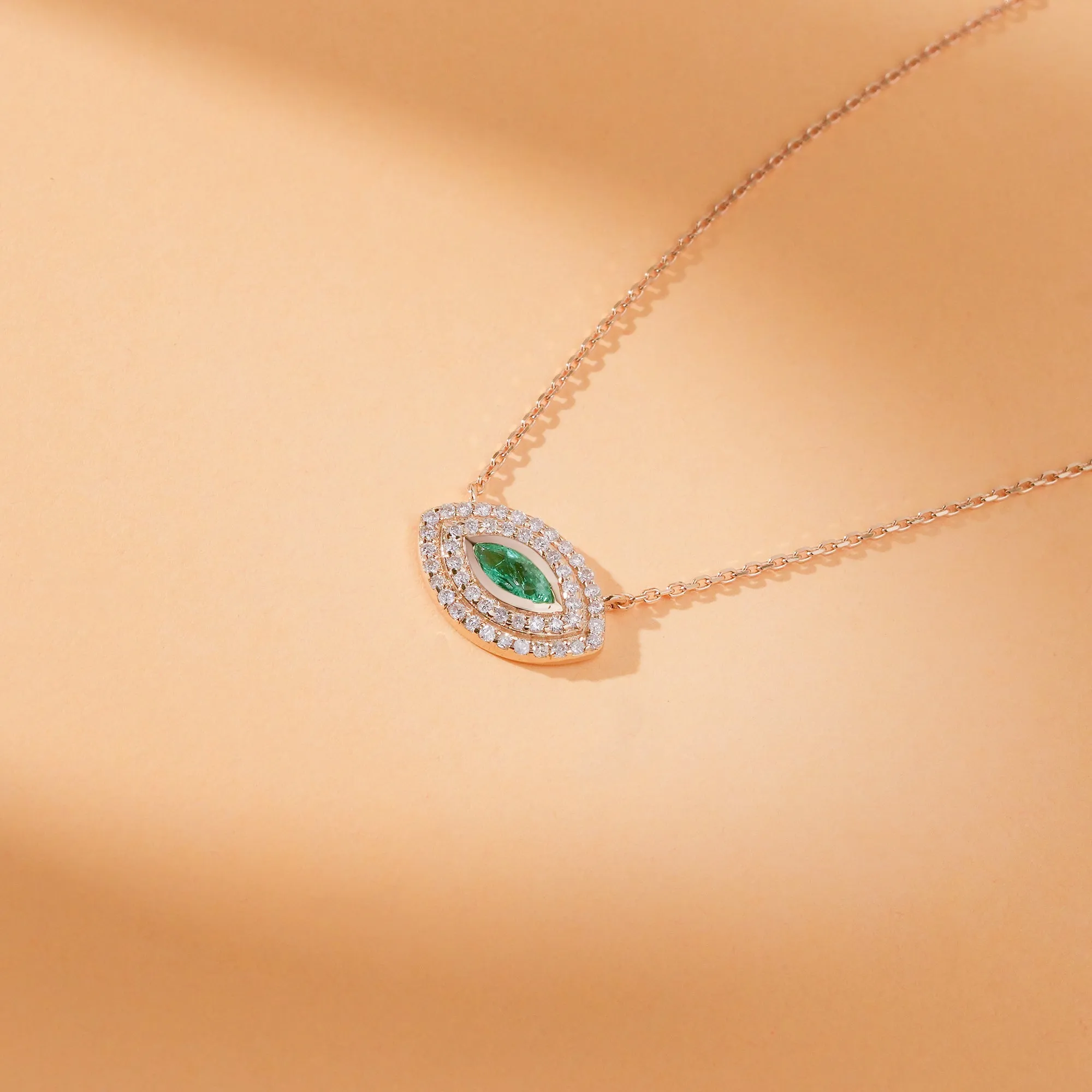Emerald Diamond Eye Necklace, Gemma SARAHELISE