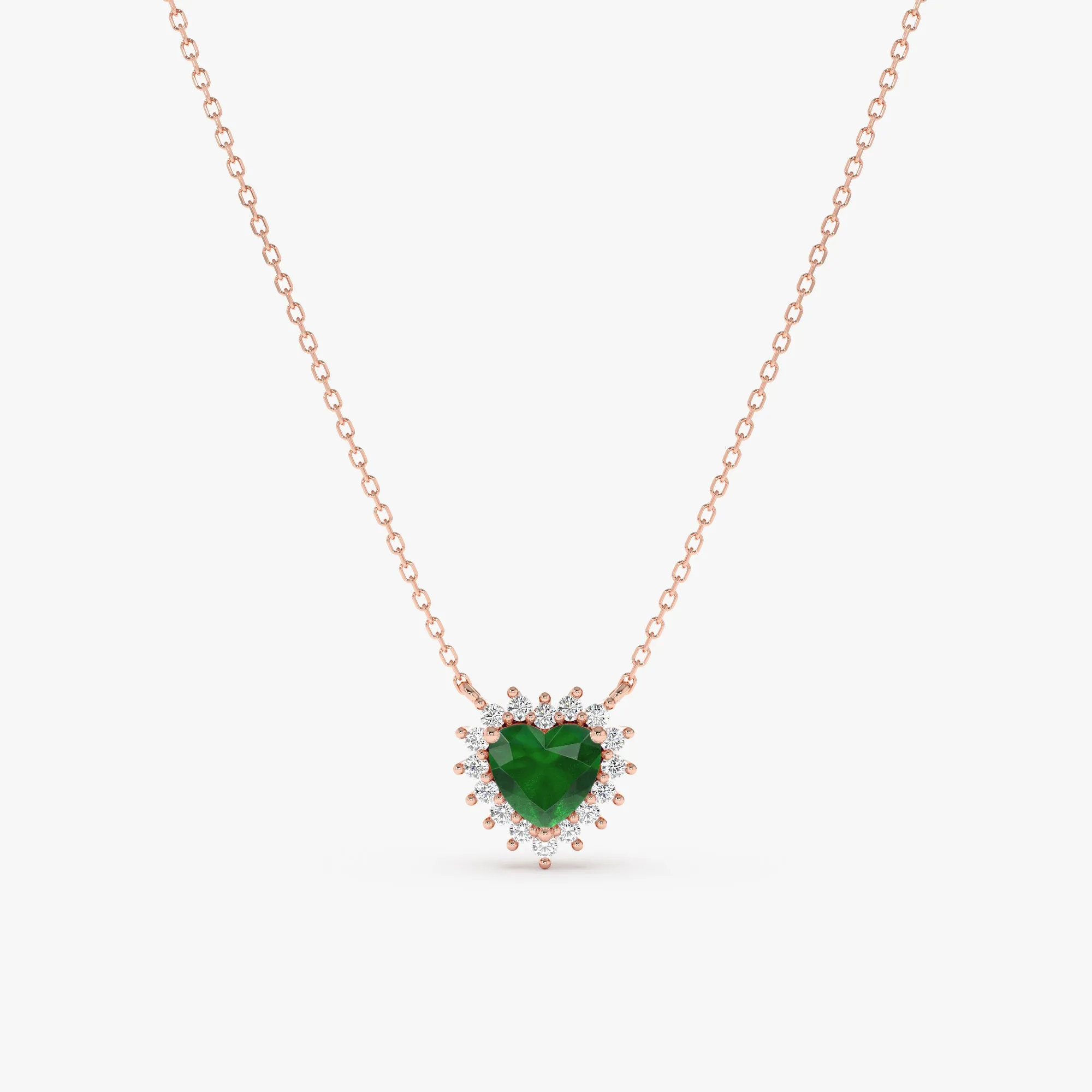 Emerald Diamond Heart Necklace, Imogen SARAHELISE