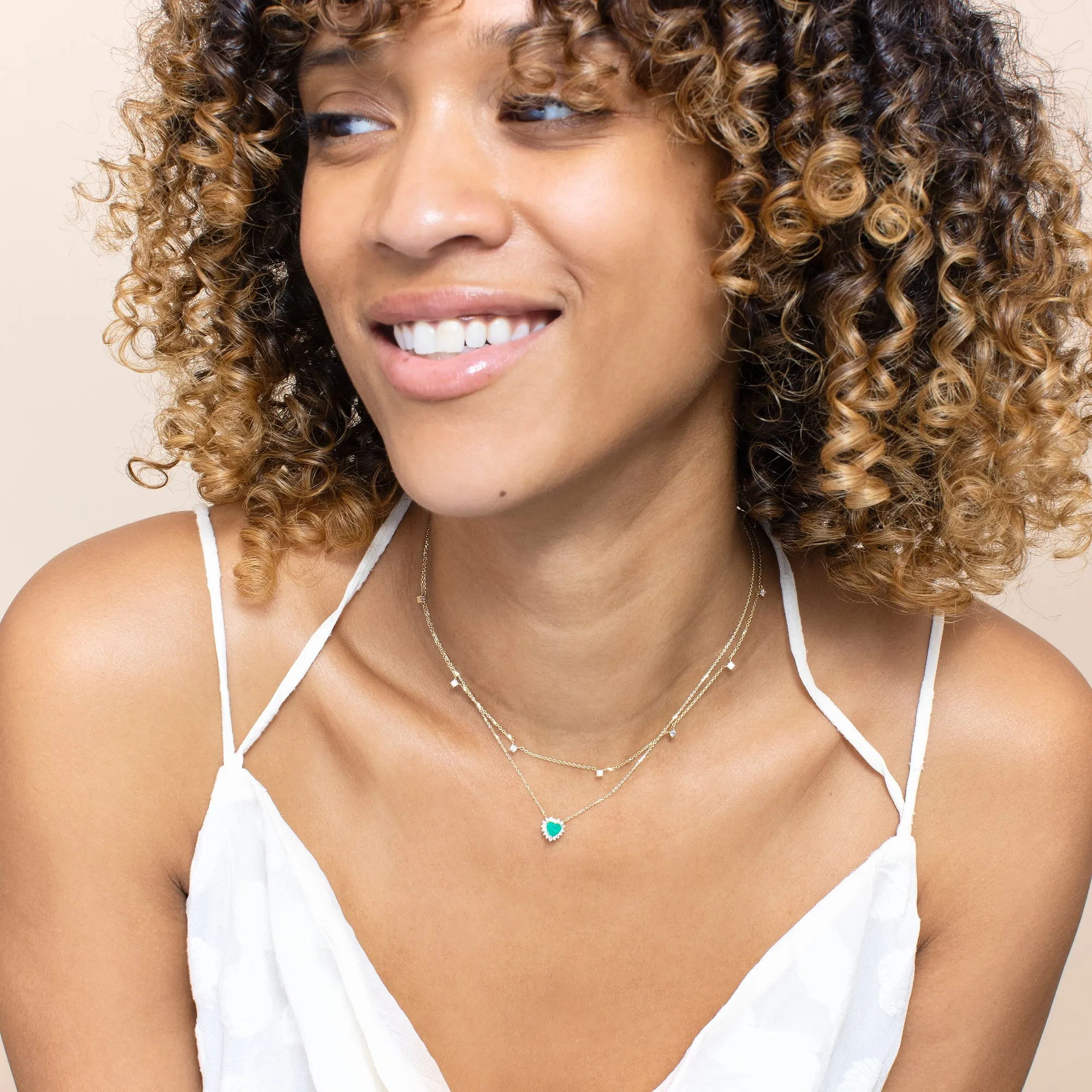 Emerald Diamond Heart Necklace, Imogen SARAHELISE