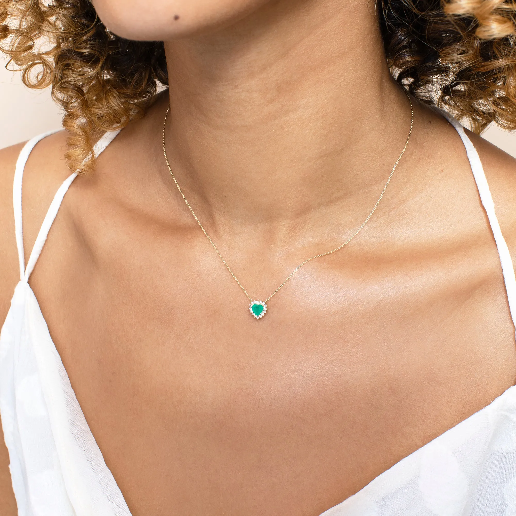 Emerald Diamond Heart Necklace, Imogen SARAHELISE