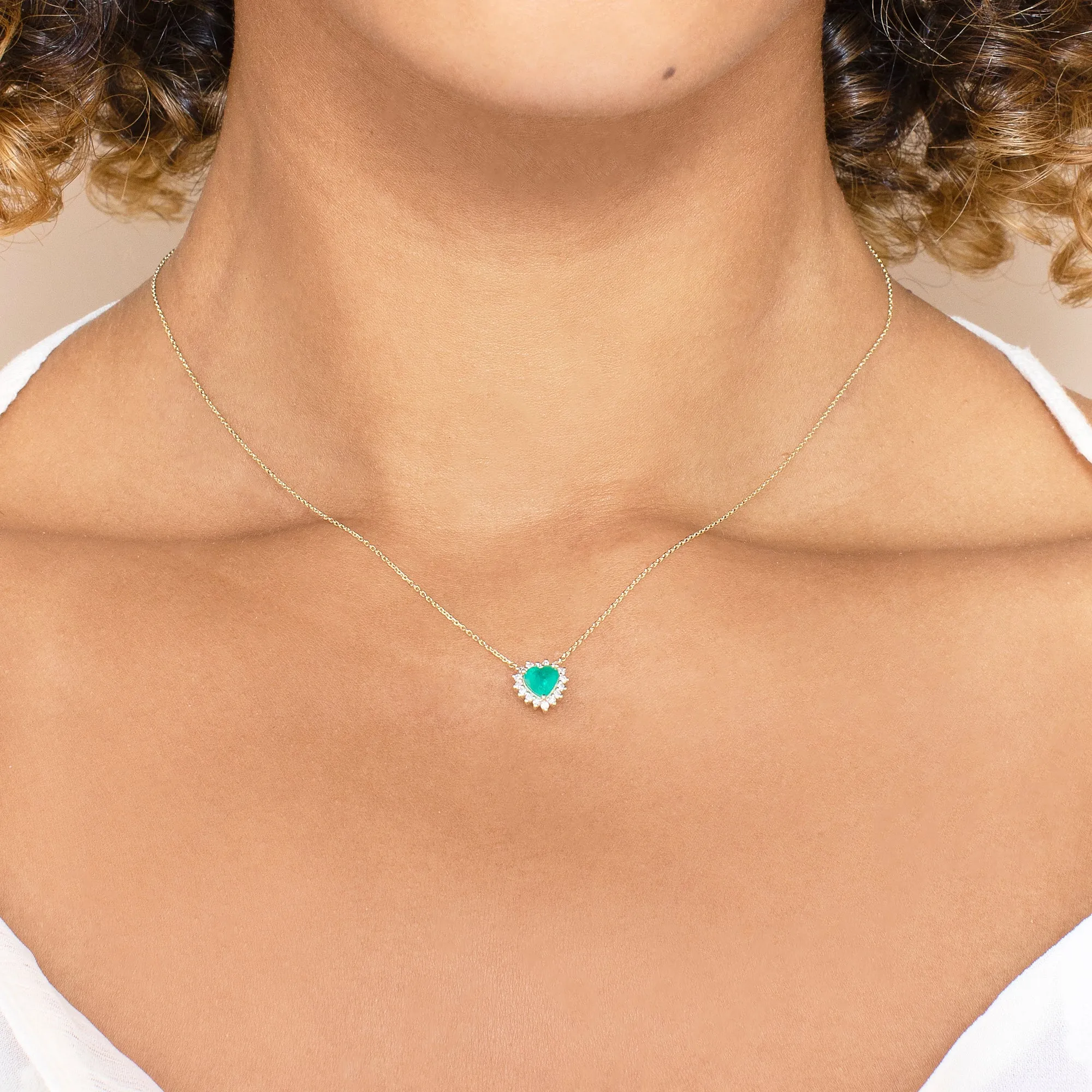 Emerald Diamond Heart Necklace, Imogen SARAHELISE