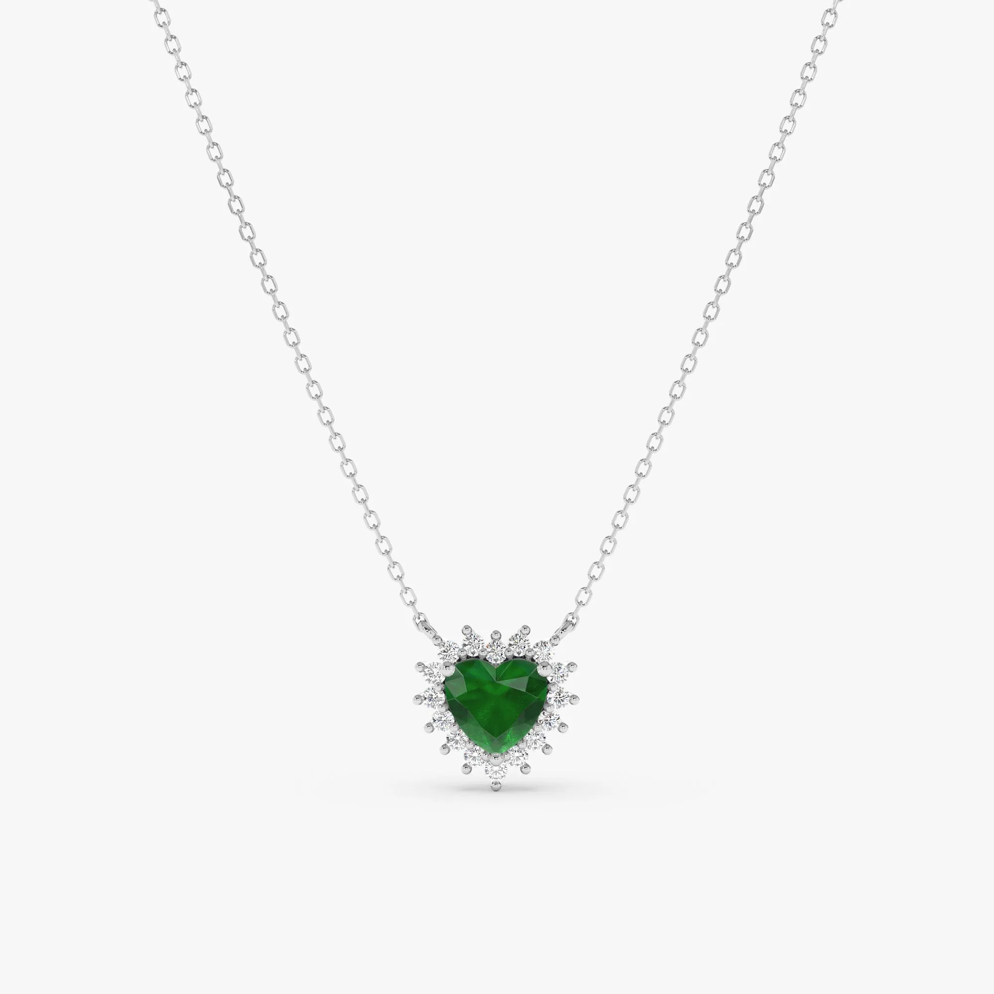 Emerald Diamond Heart Necklace, Imogen SARAHELISE
