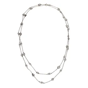Estate 5.30ctw Diamond Slice Station Platinum Filigree Chain Necklace Croghans