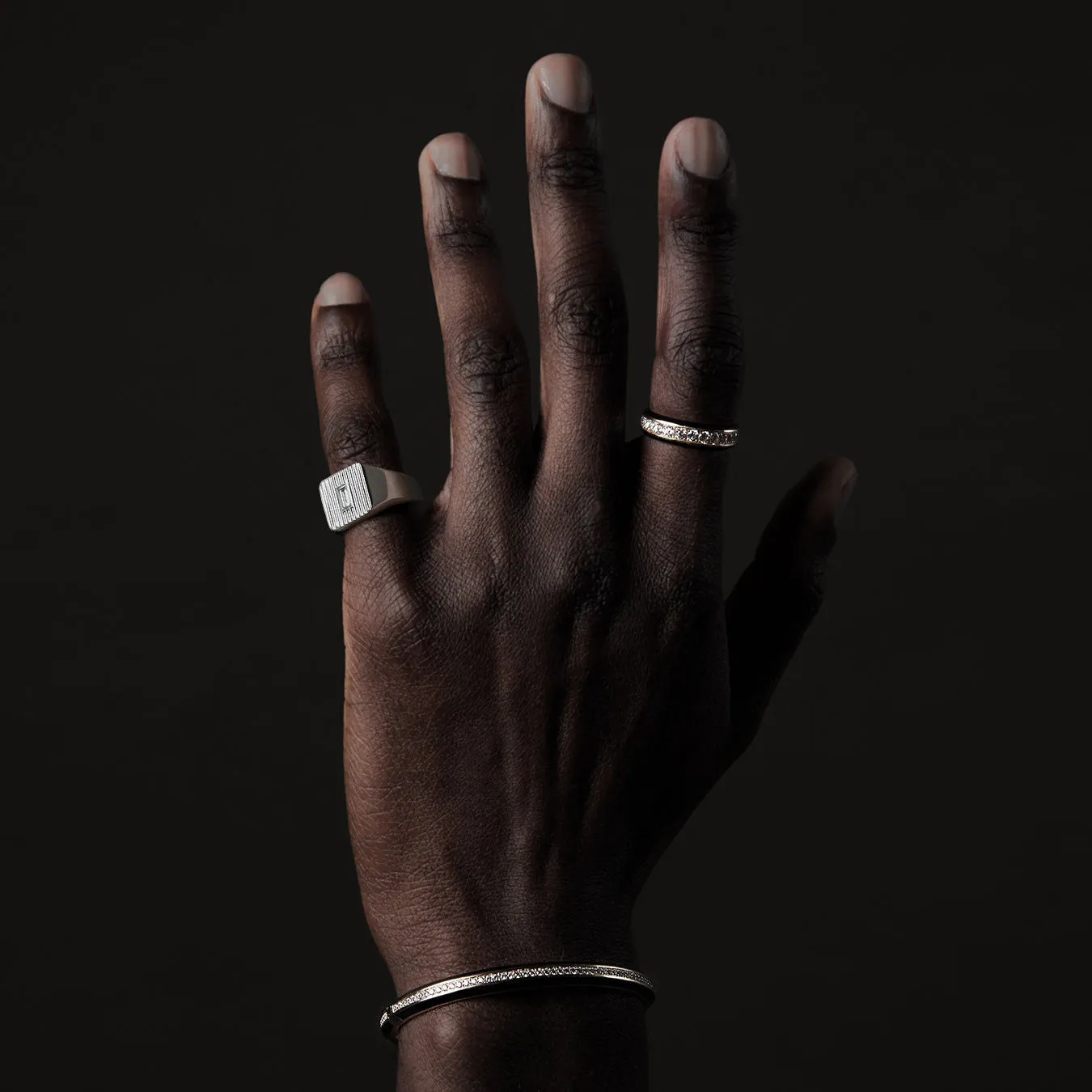 Eternity 14K Whitegold Signet Ring w. Lab-Grown Diamond