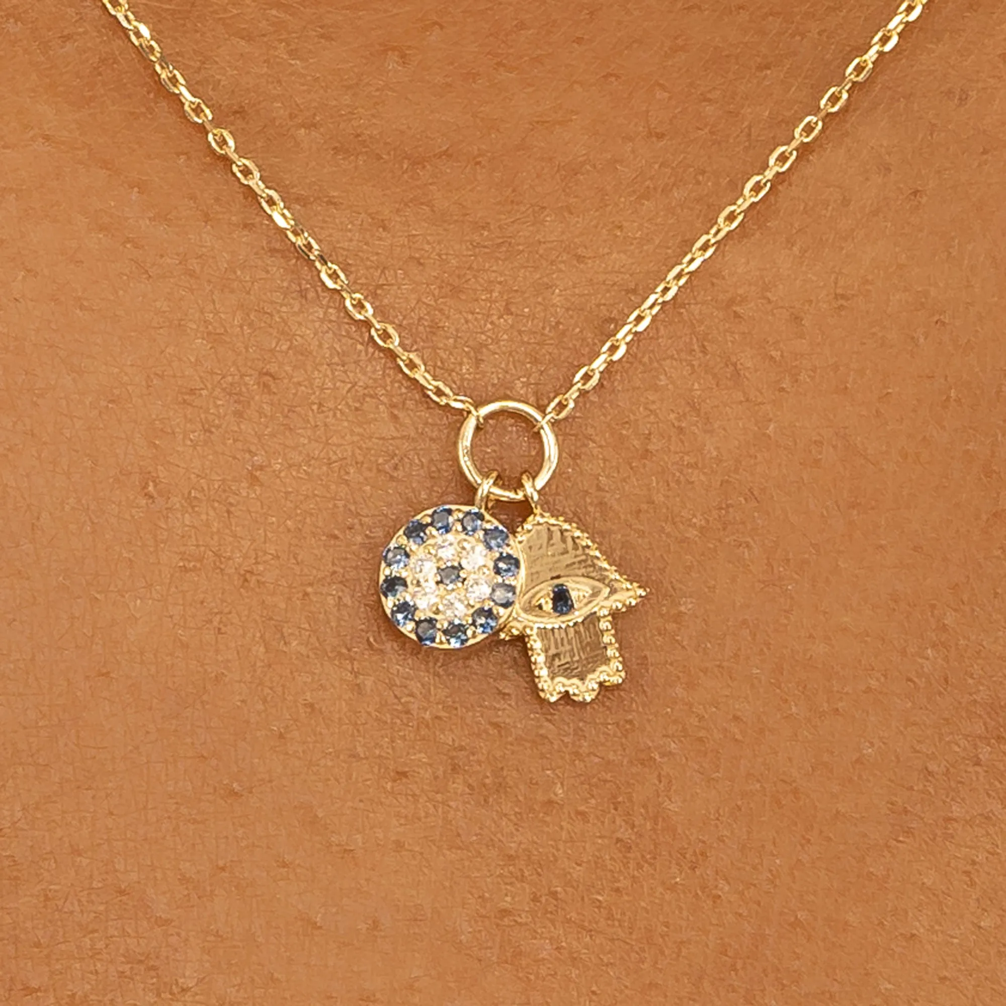 Evil Eye & Hamsa Charms Necklace, Esme SARAHELISE