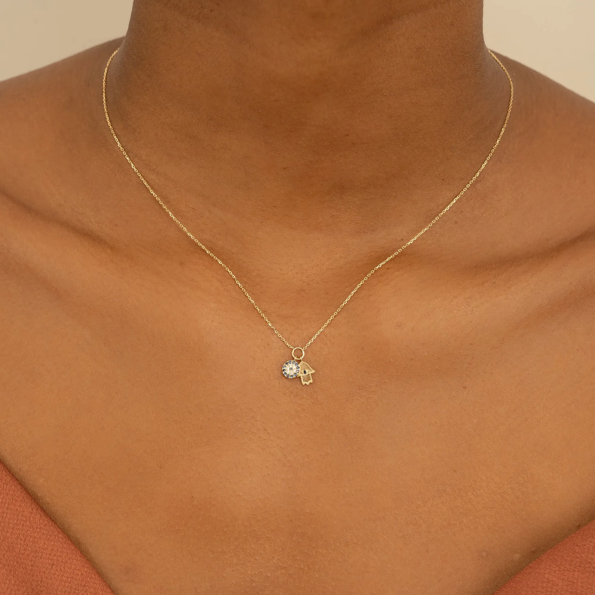Evil Eye & Hamsa Charms Necklace, Esme SARAHELISE
