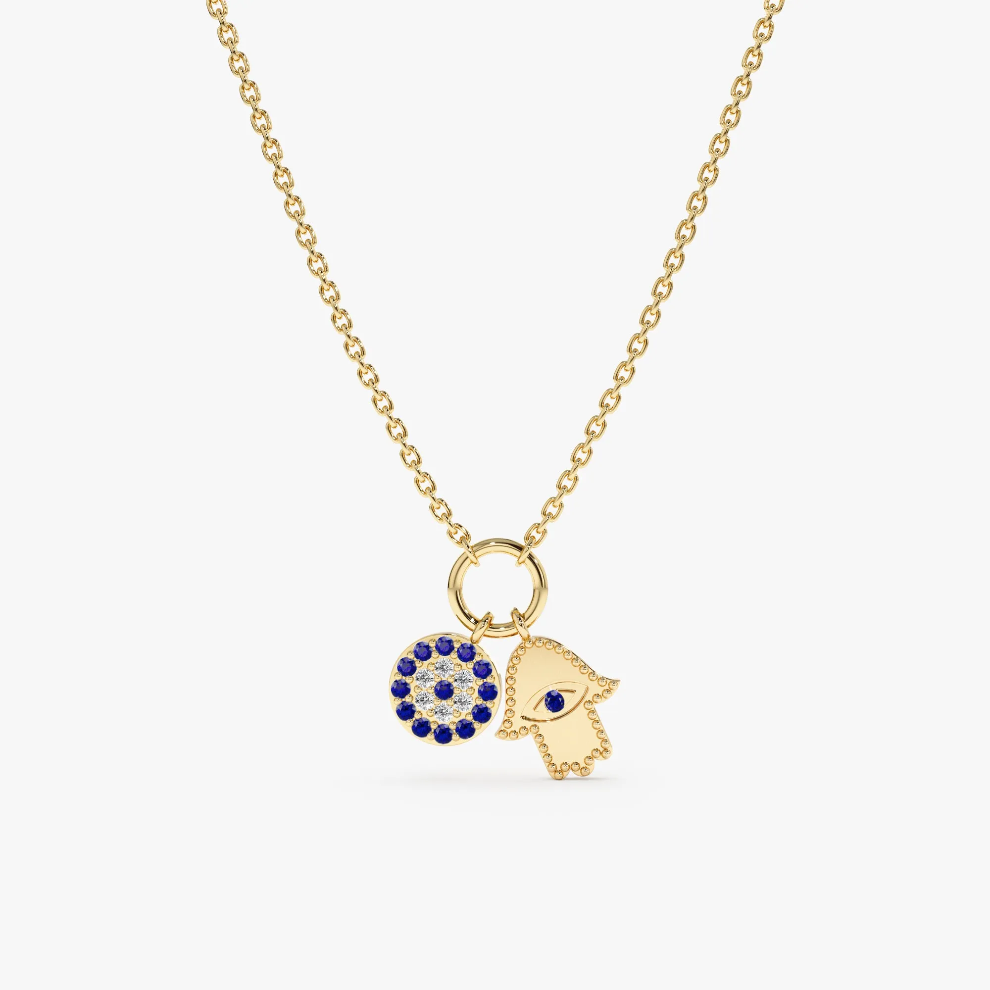 Evil Eye & Hamsa Charms Necklace, Esme SARAHELISE