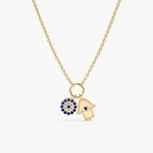 Evil Eye & Hamsa Charms Necklace, Esme SARAHELISE