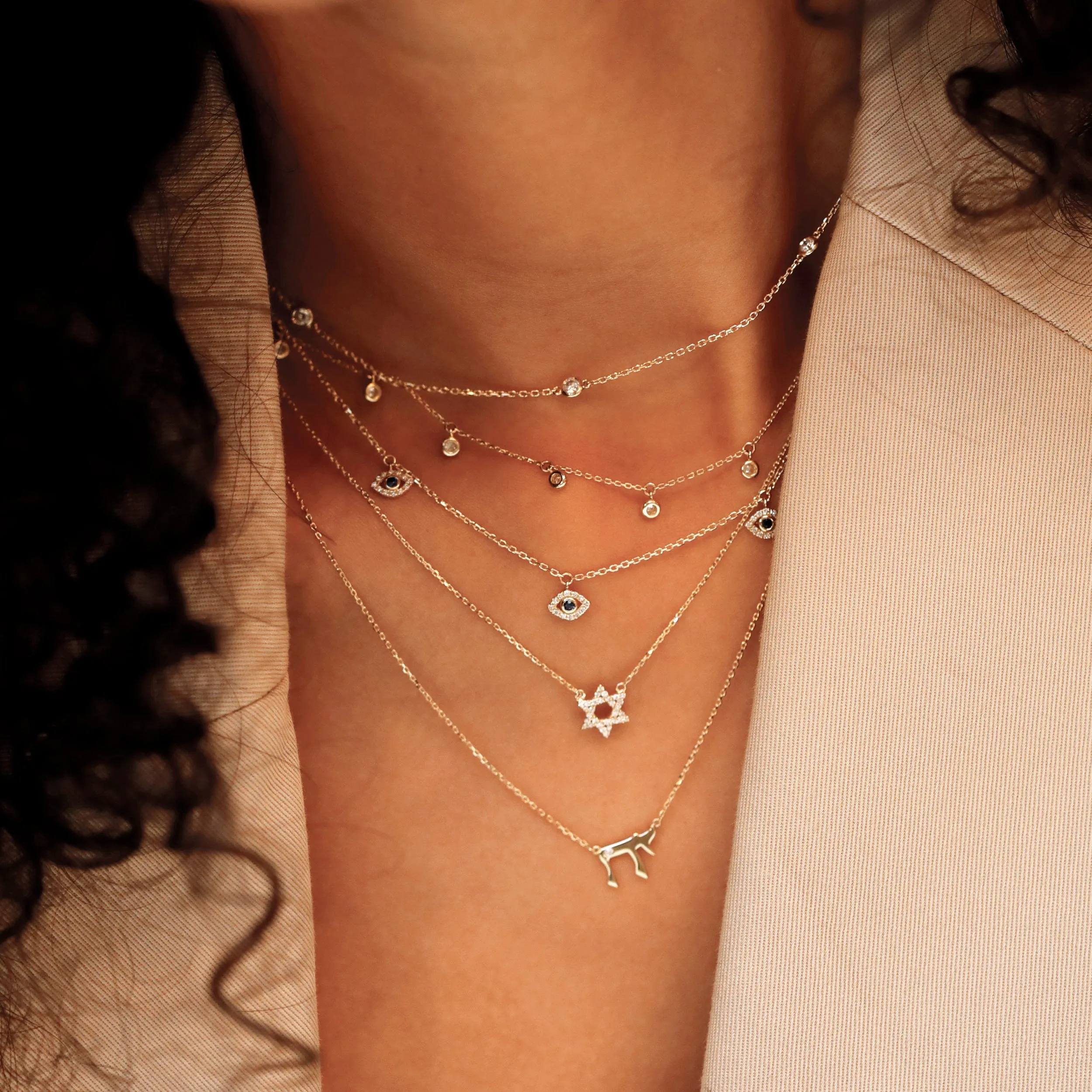 Evil Eye Charms Necklace, Lucille SARAHELISE