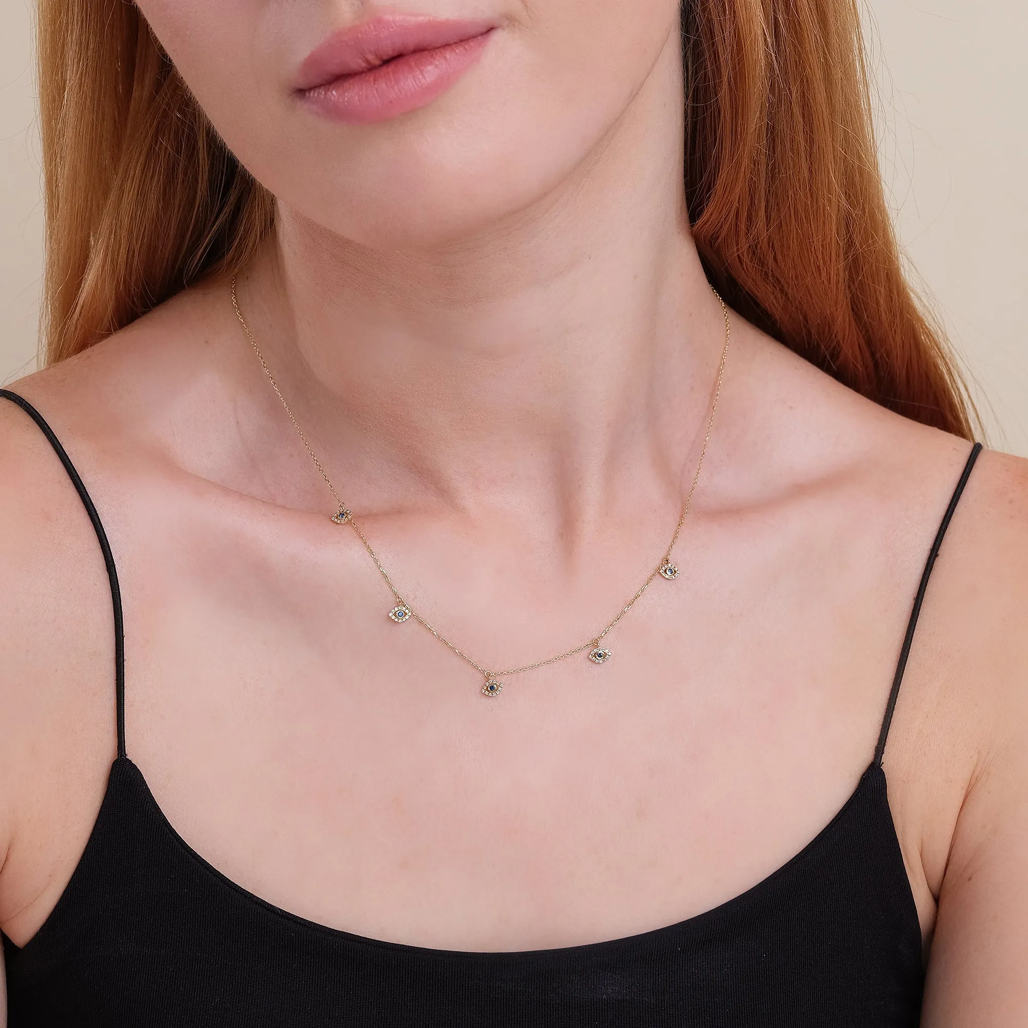 Evil Eye Charms Necklace, Lucille SARAHELISE