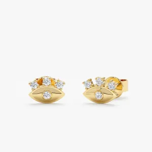Eyelash Diamond Eye Stud Earrings, Lucinda SARAHELISE