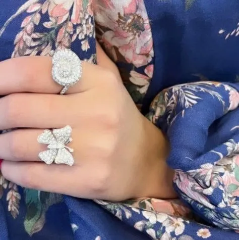 Fairytale Large Butterfly 18K Gold, Rosegold or Whitegold Ring w. Diamonds