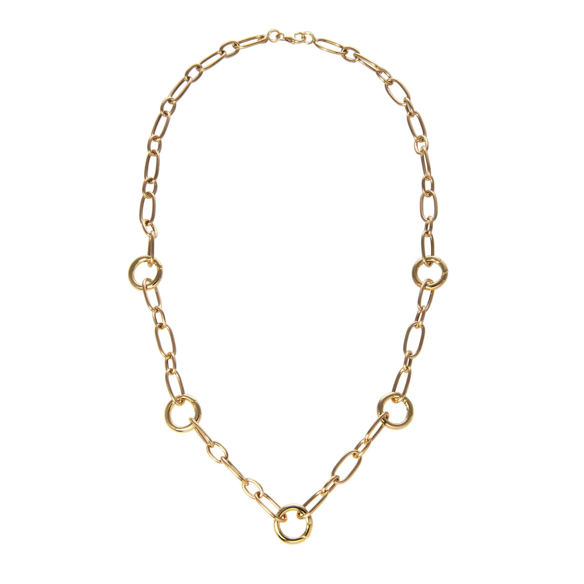 Five-Station Charm Holder Mixed Oval Link Necklace Croghans