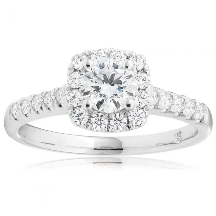 Flawless Cut Platinum Diamond Halo Ring Shiels