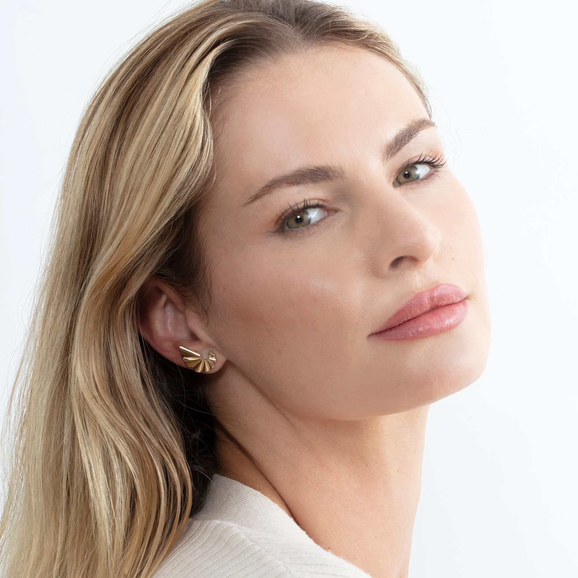 Fluted Fan Stud Earrings, Soleil SARAHELISE