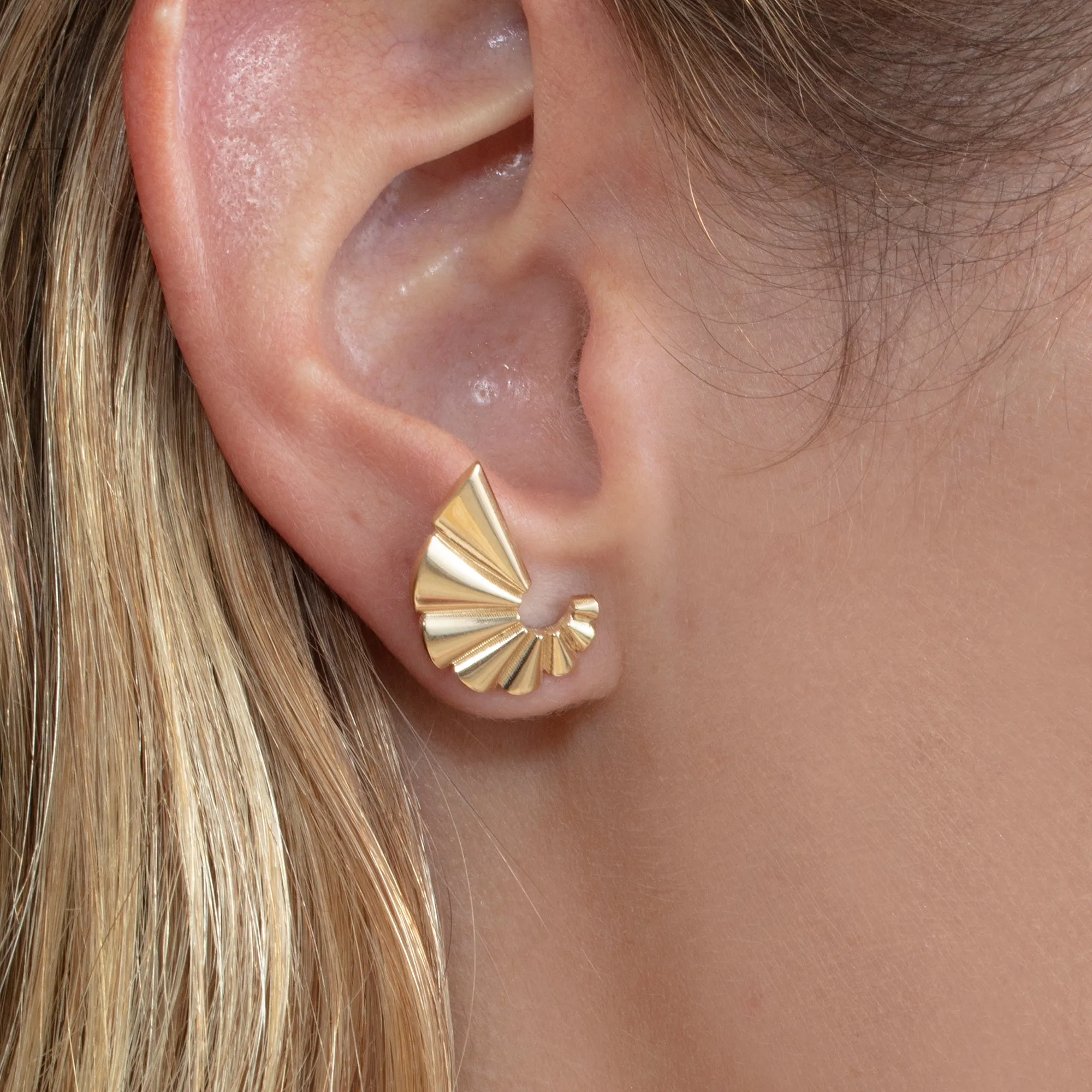 Fluted Fan Stud Earrings, Soleil SARAHELISE