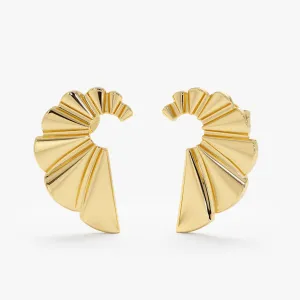 Fluted Fan Stud Earrings, Soleil SARAHELISE