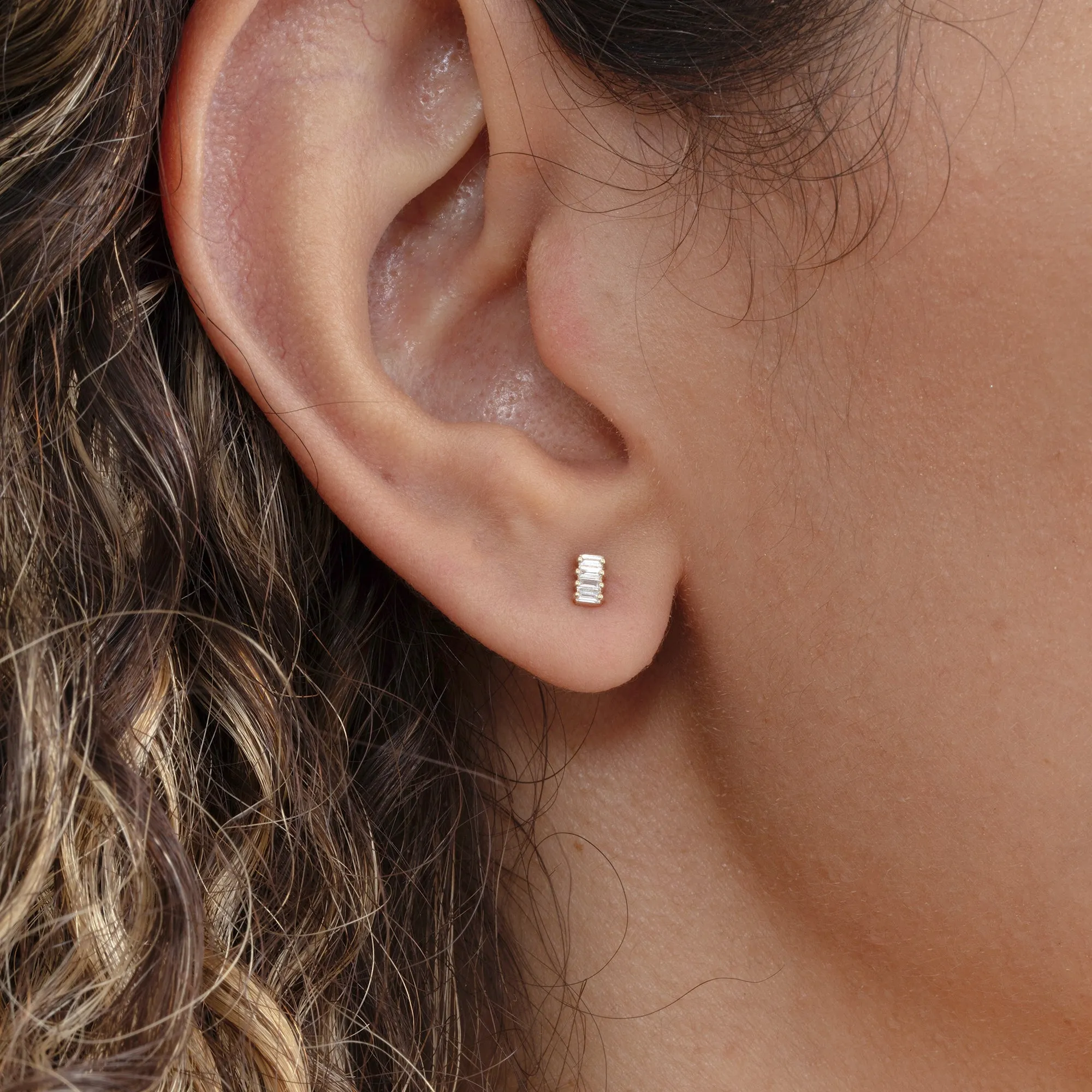 Four Baguette Diamond Studs, Helena SARAHELISE