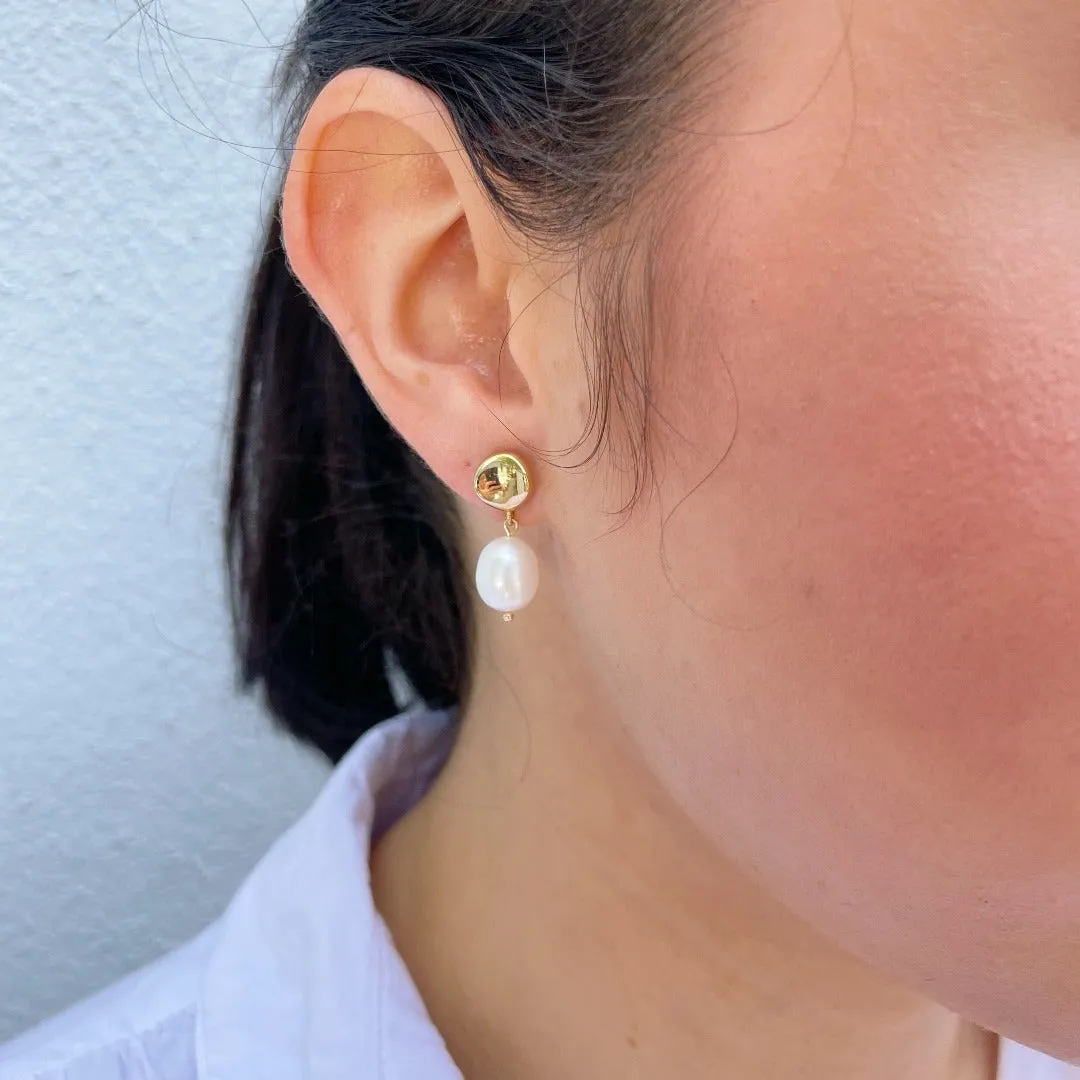 Freshwater Pearl Drop 14K Yellow Gold Earrings Croghans