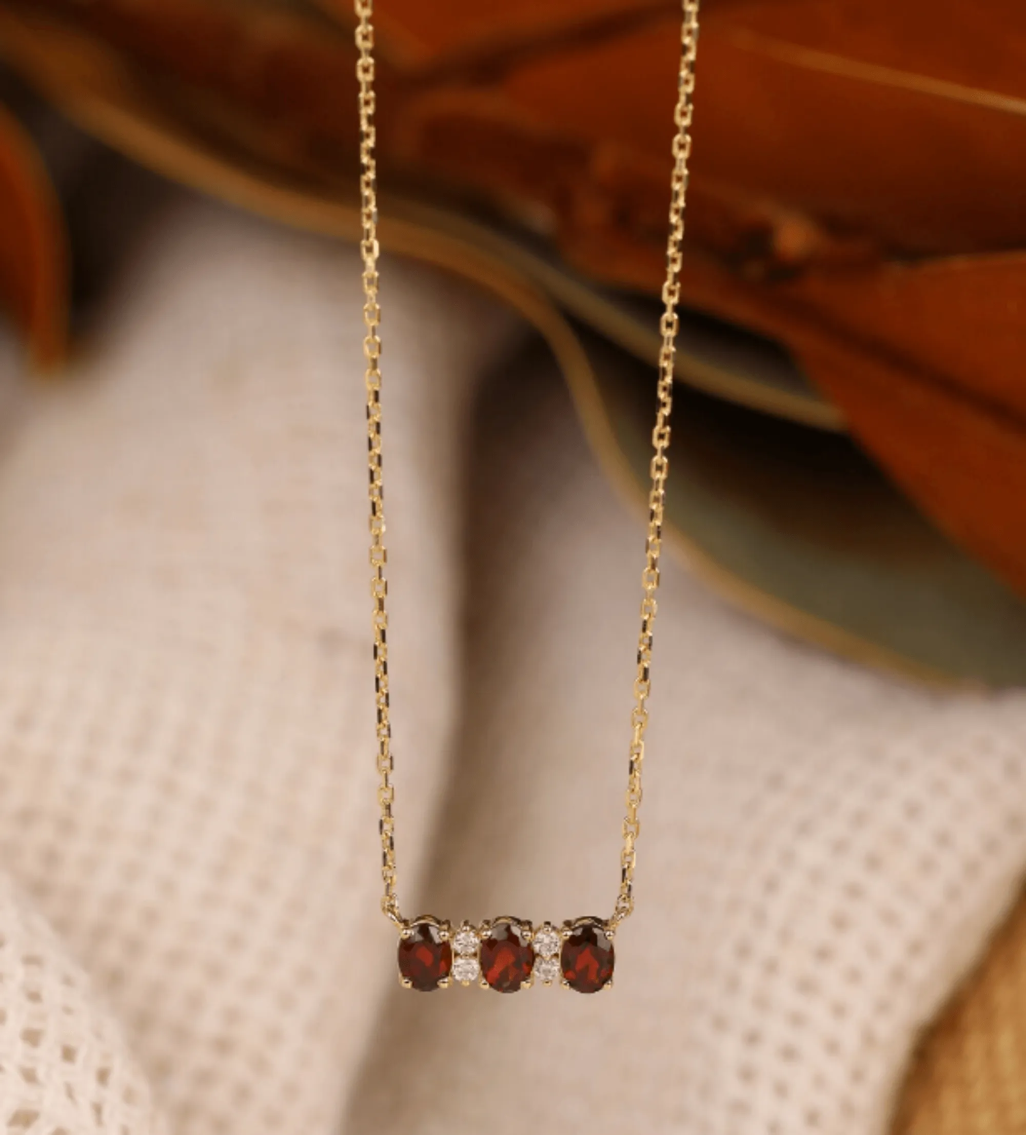 Garnet & Diamonds Necklace, Ariel SARAHELISE