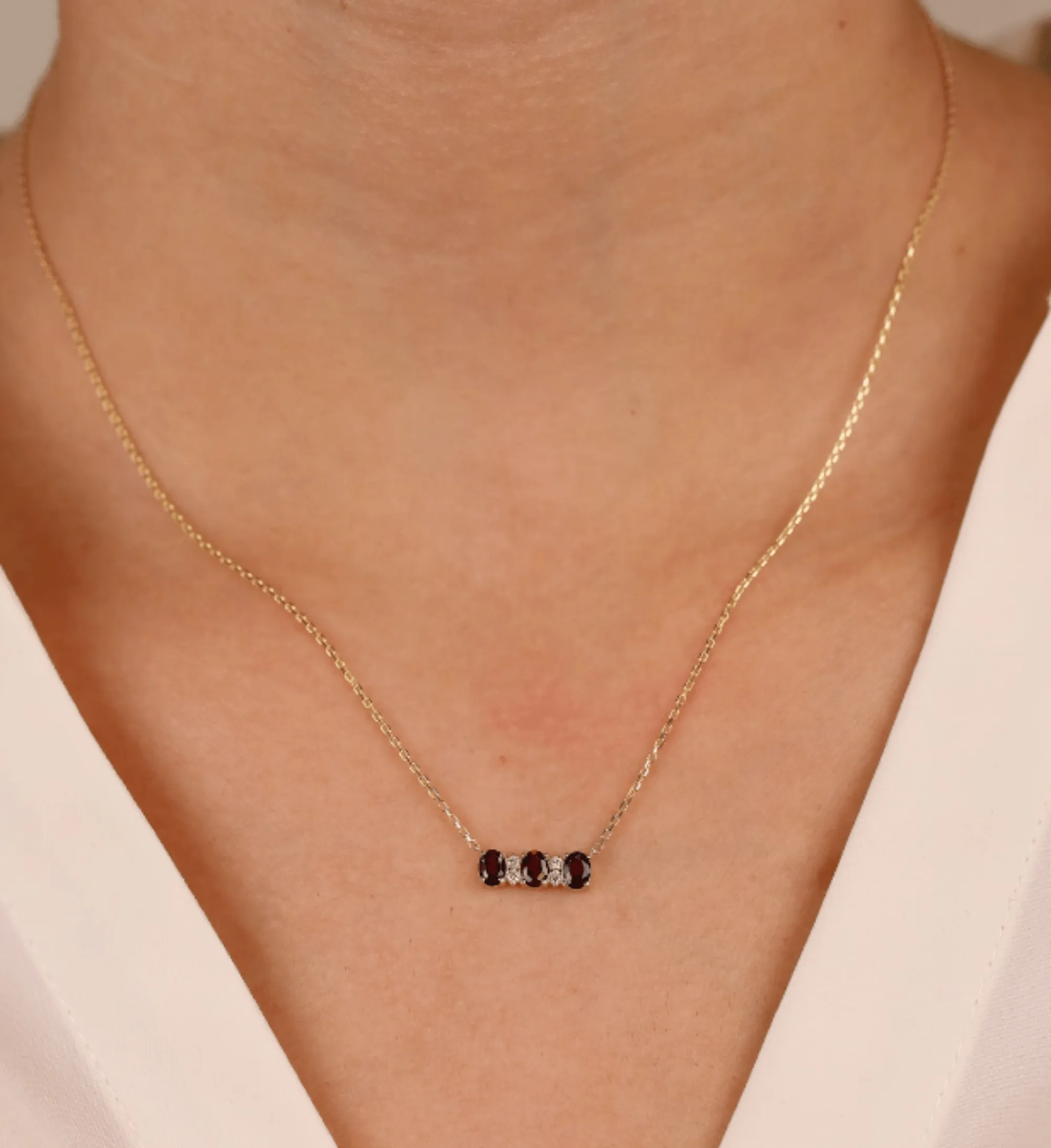 Garnet & Diamonds Necklace, Ariel SARAHELISE