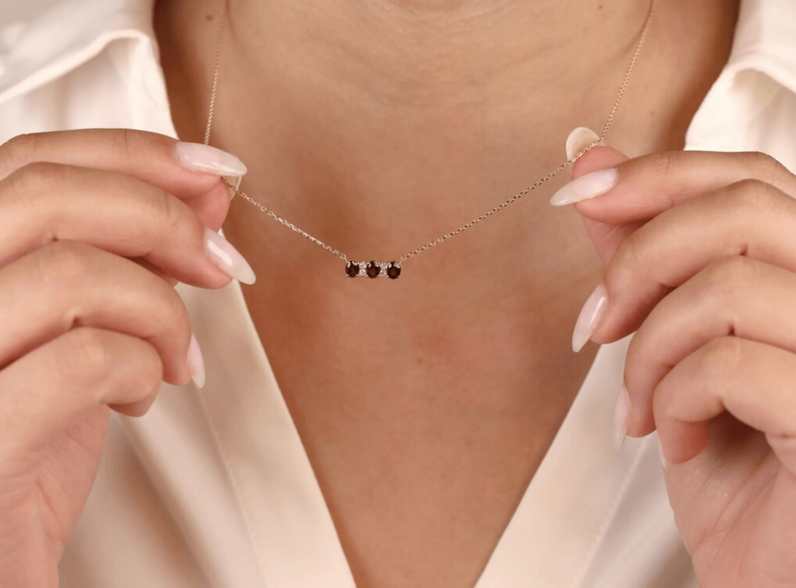 Garnet & Diamonds Necklace, Ariel SARAHELISE