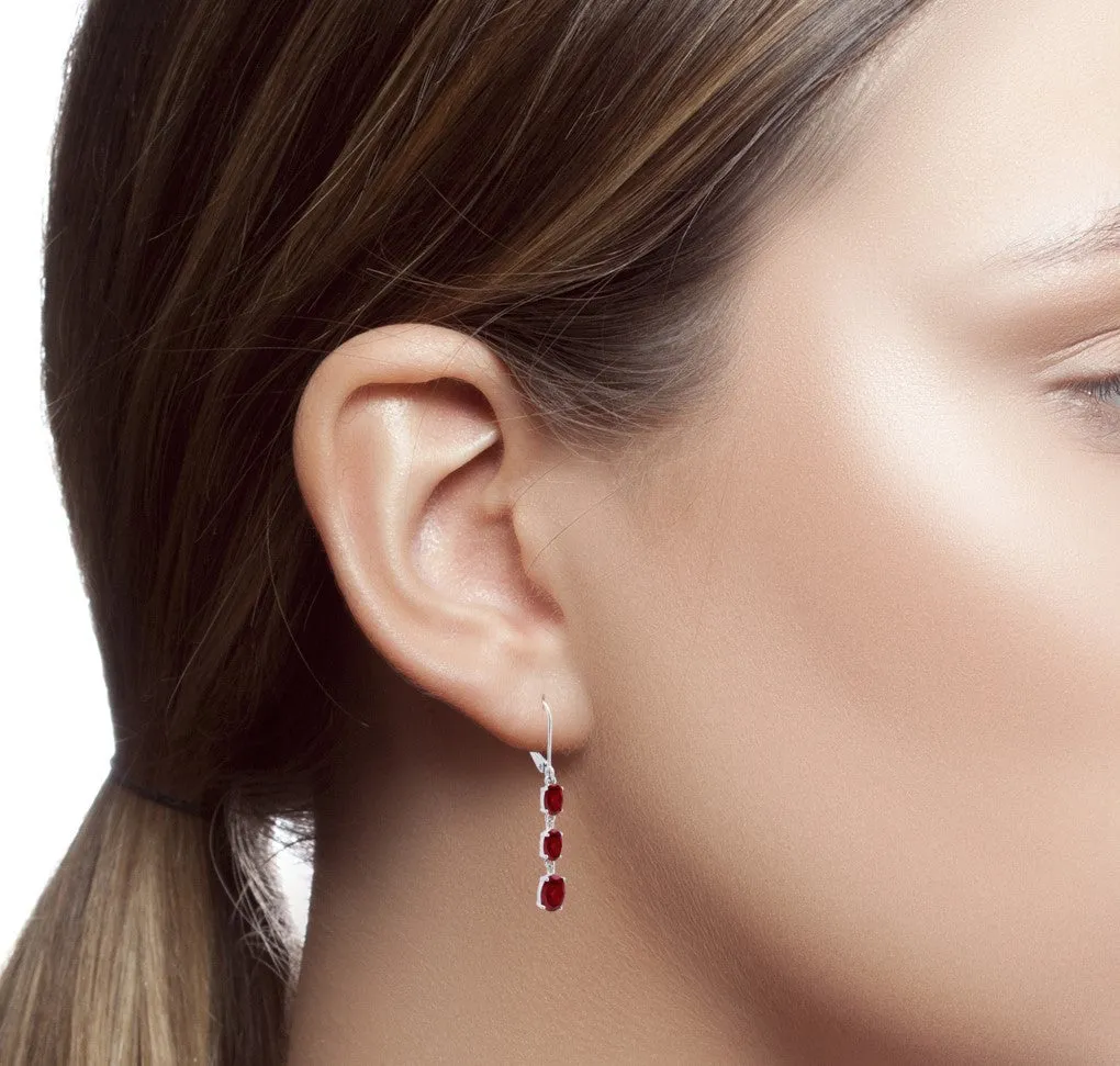 Gemstone Oval Shape Dangle Earrings in 925 Sterling Silver (1.5")