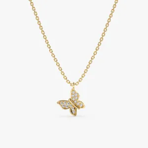 Gold Diamond Butterfly Charm Necklace, Monica SARAHELISE