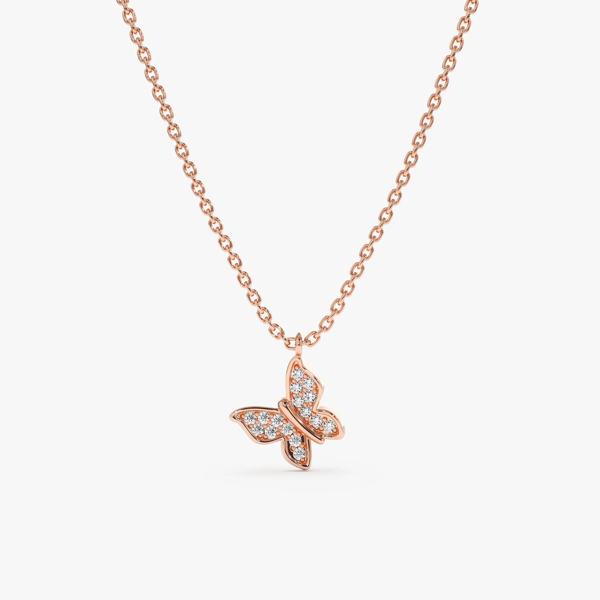 Gold Diamond Butterfly Charm Necklace, Monica SARAHELISE