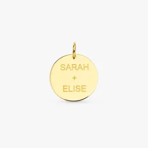 Gold Engravable Disc Charm, Cindra SARAHELISE