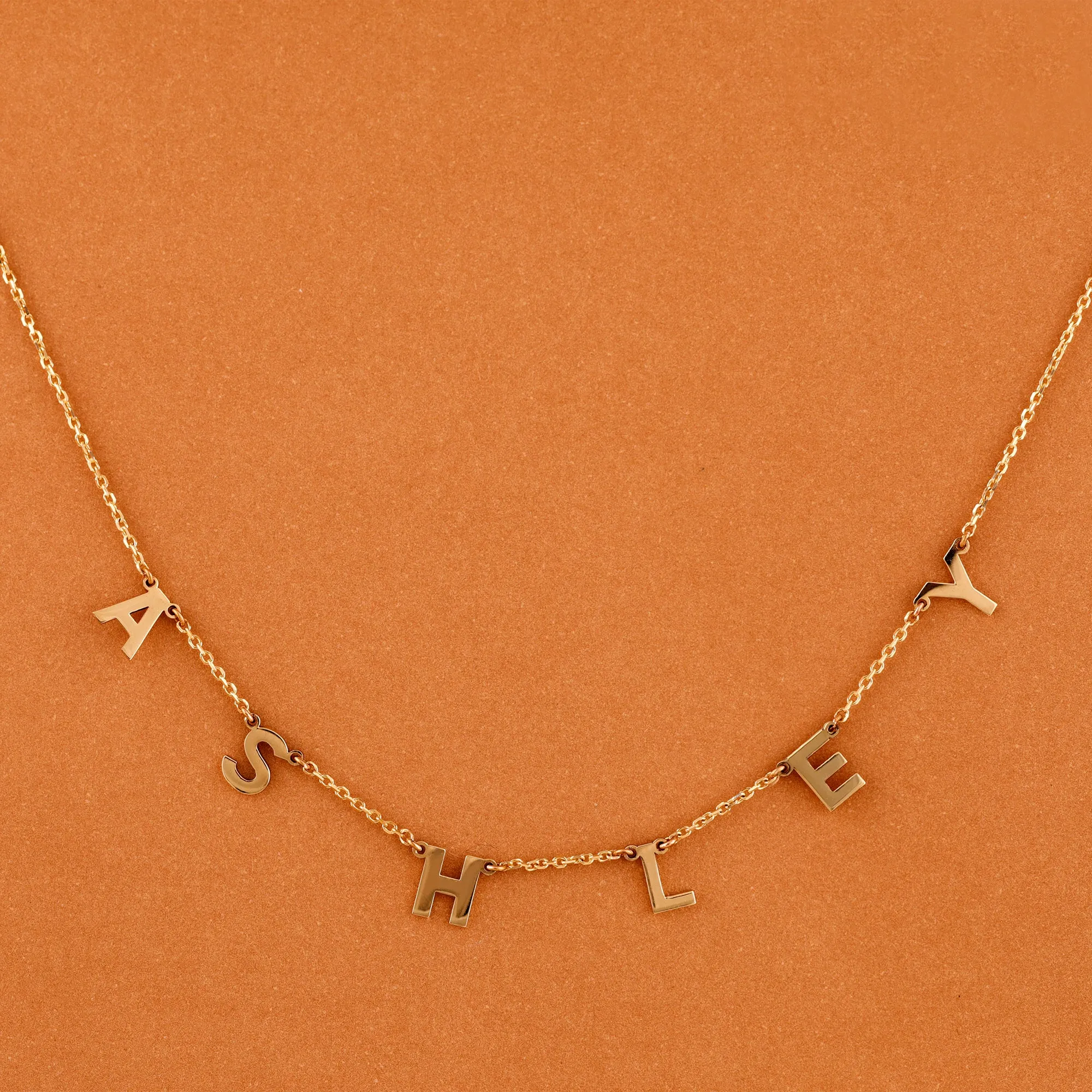 Gold Name Charm Necklace, Elisse SARAHELISE