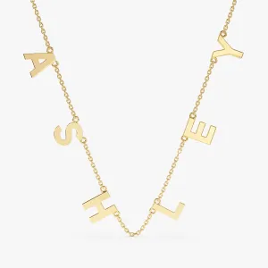 Gold Name Charm Necklace, Elisse SARAHELISE