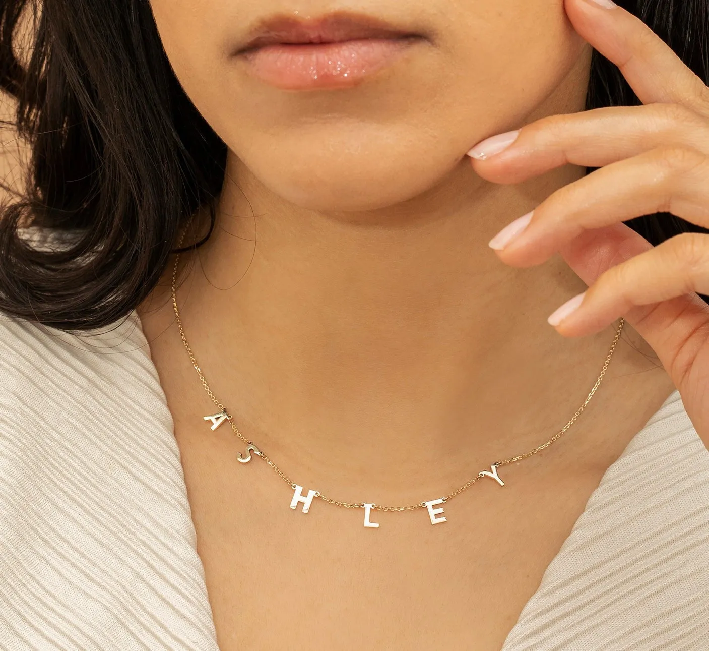 Gold Name Charm Necklace, Elisse SARAHELISE