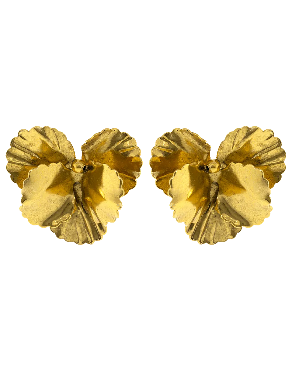 Gold Pansy Earrings