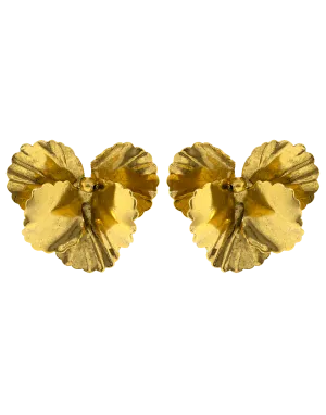 Gold Pansy Earrings