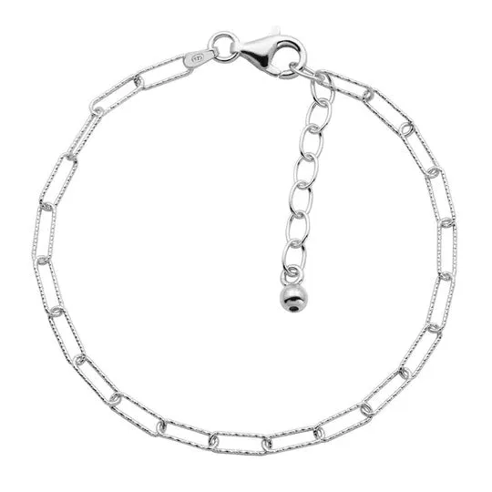 Gold Plated Silver Diamond Cut 3mm Paperclip Chain Bracelet