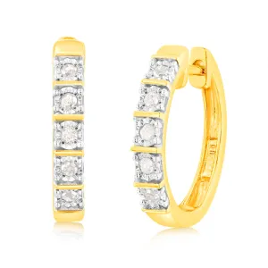 Gold Plated Sterling Silver 1/5 Carat Diamond Hoop Earrings Shiels
