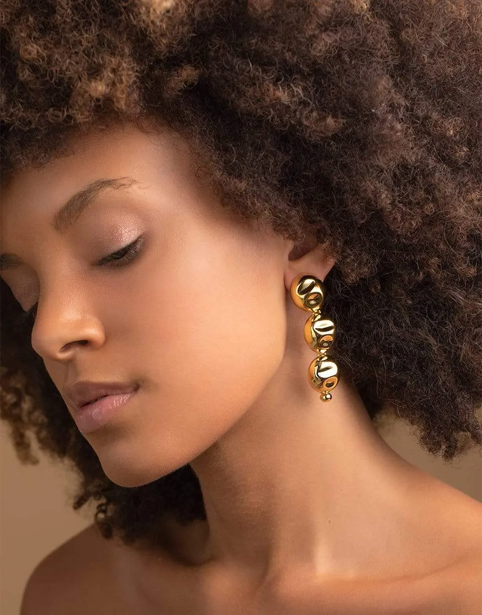 Gold Puerto Three-Drop Earrings