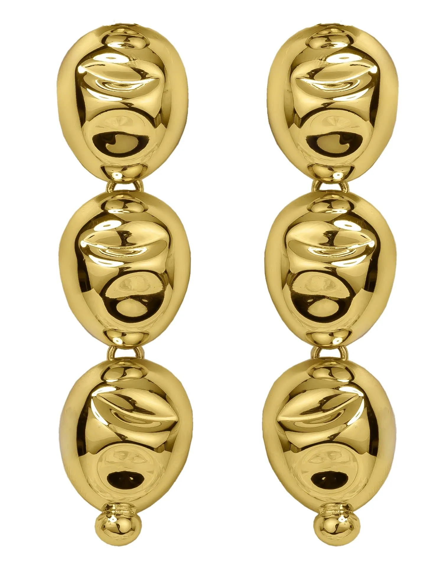 Gold Puerto Three-Drop Earrings