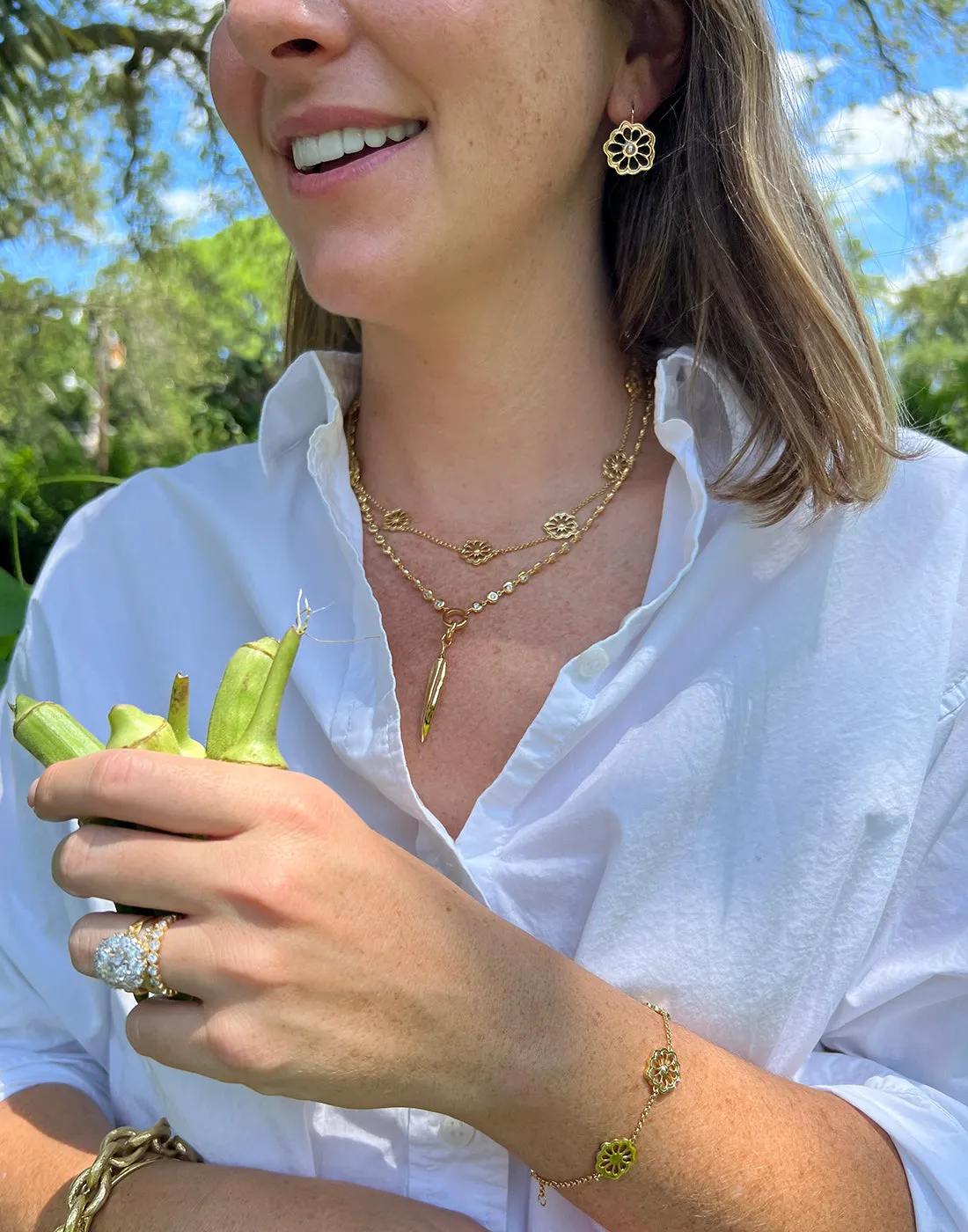 Goldbug Collection By the Bunch Okra Necklace Croghans