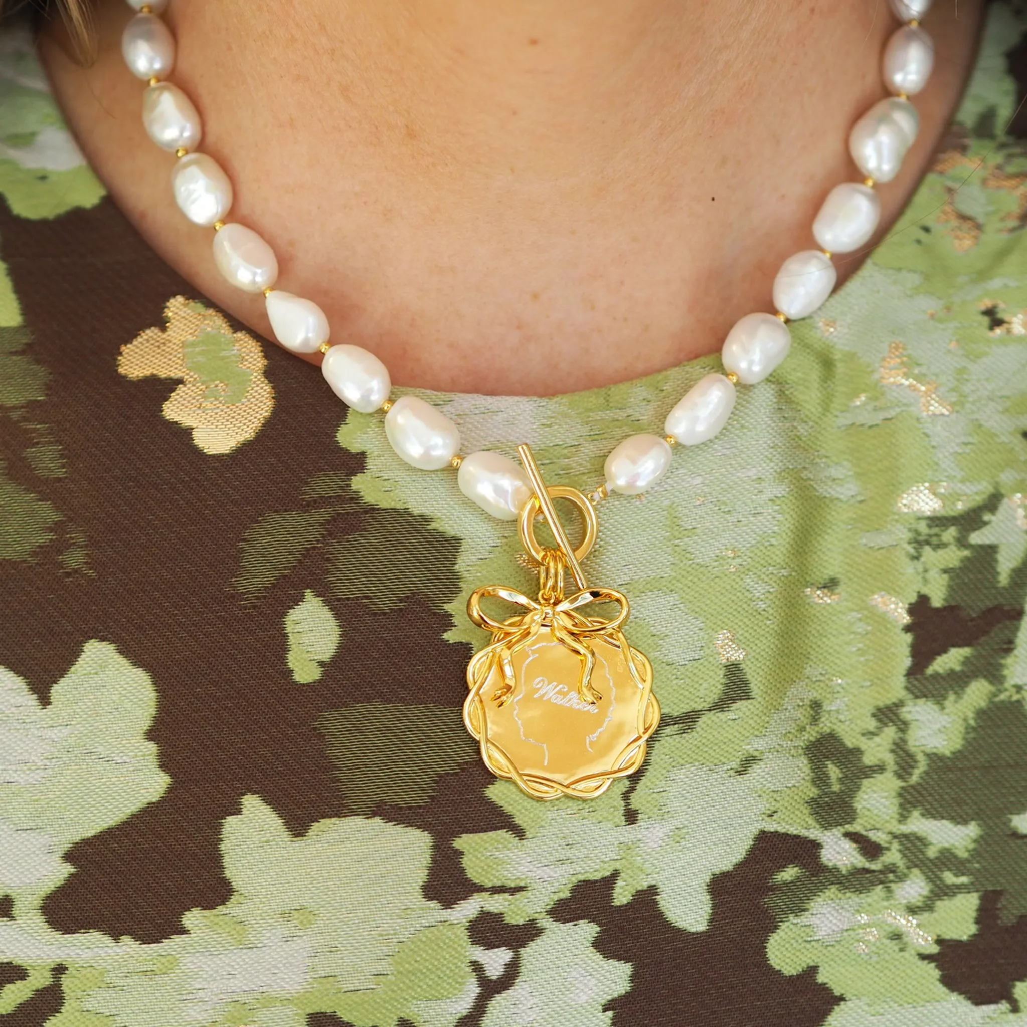 Goldbug Collection Freshwater Pearl Toggle Charm Necklace Croghans
