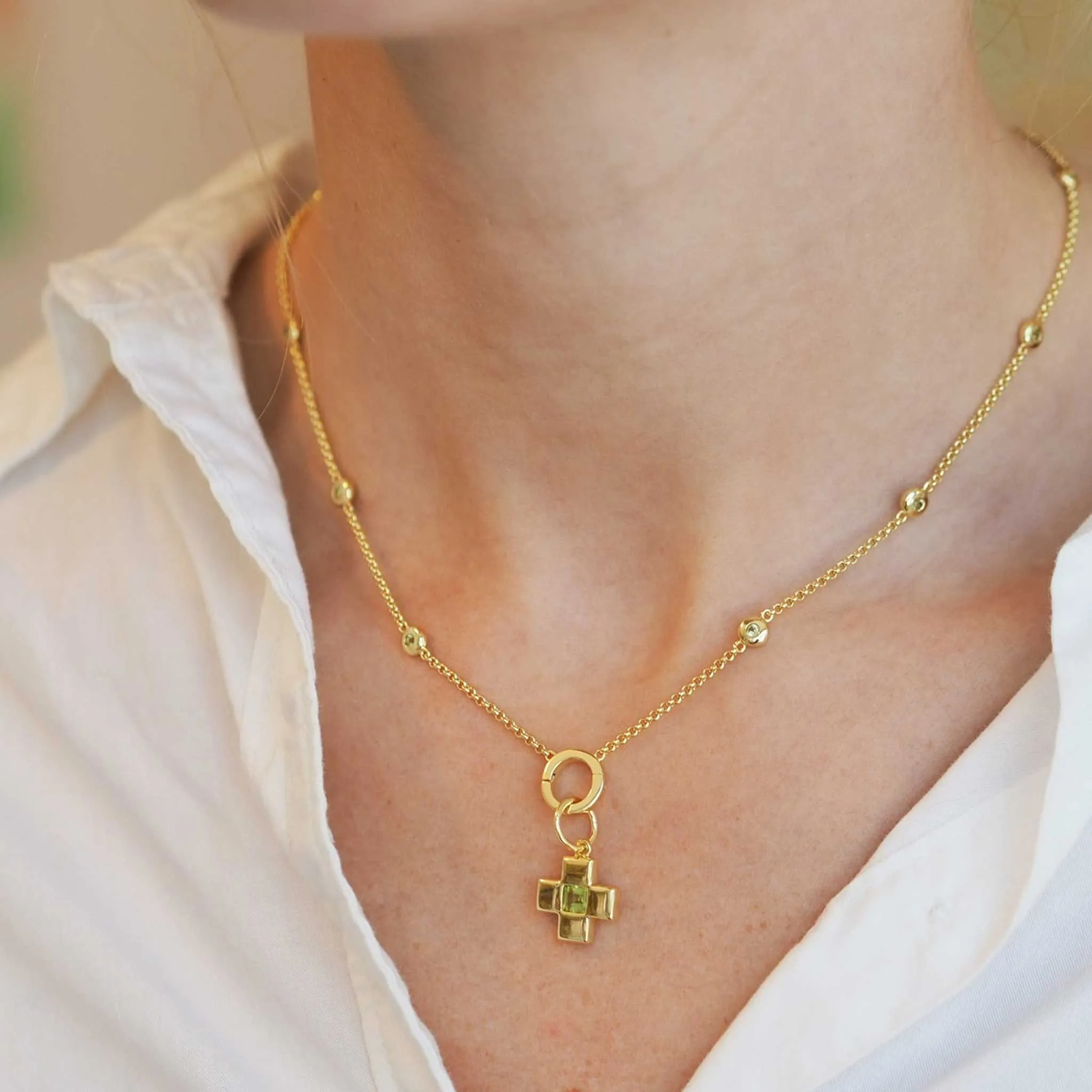 Goldbug Collection Peridot Bezel Charm Necklace Croghans