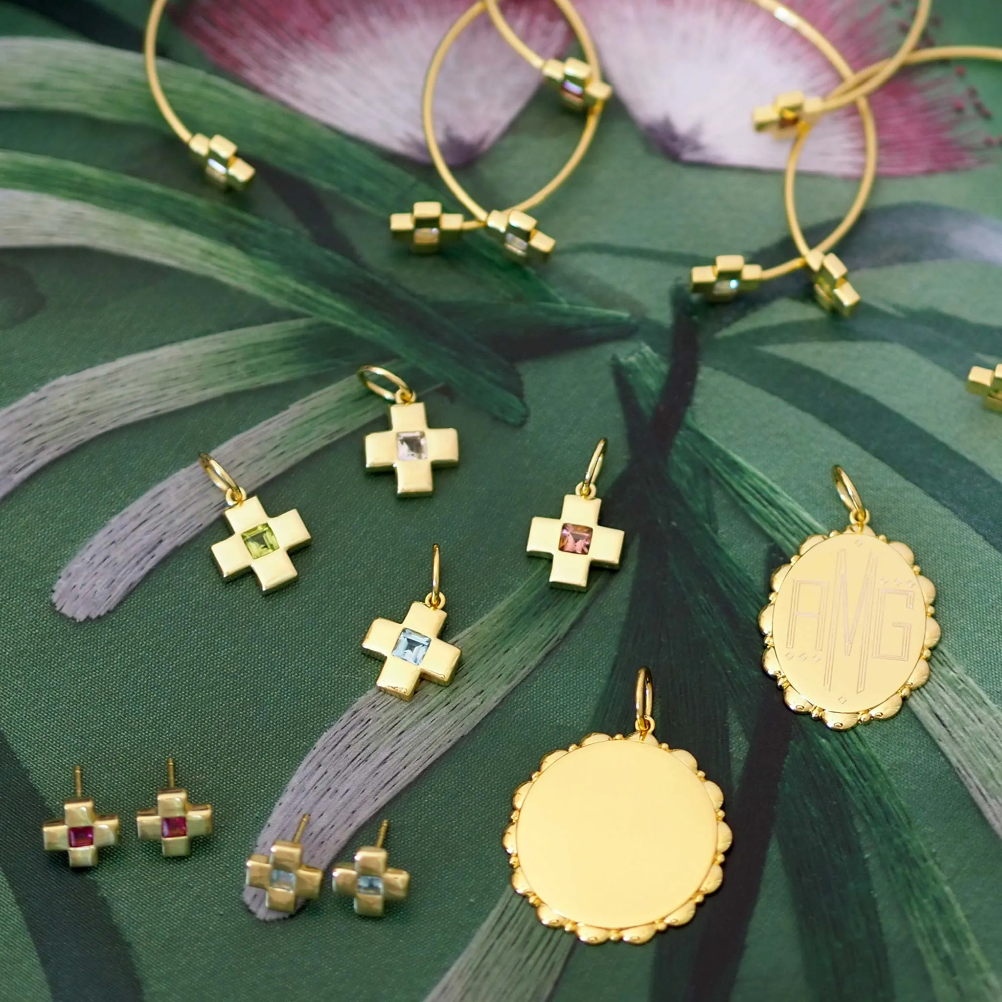 Goldbug Collection Peridot Cross Bangle